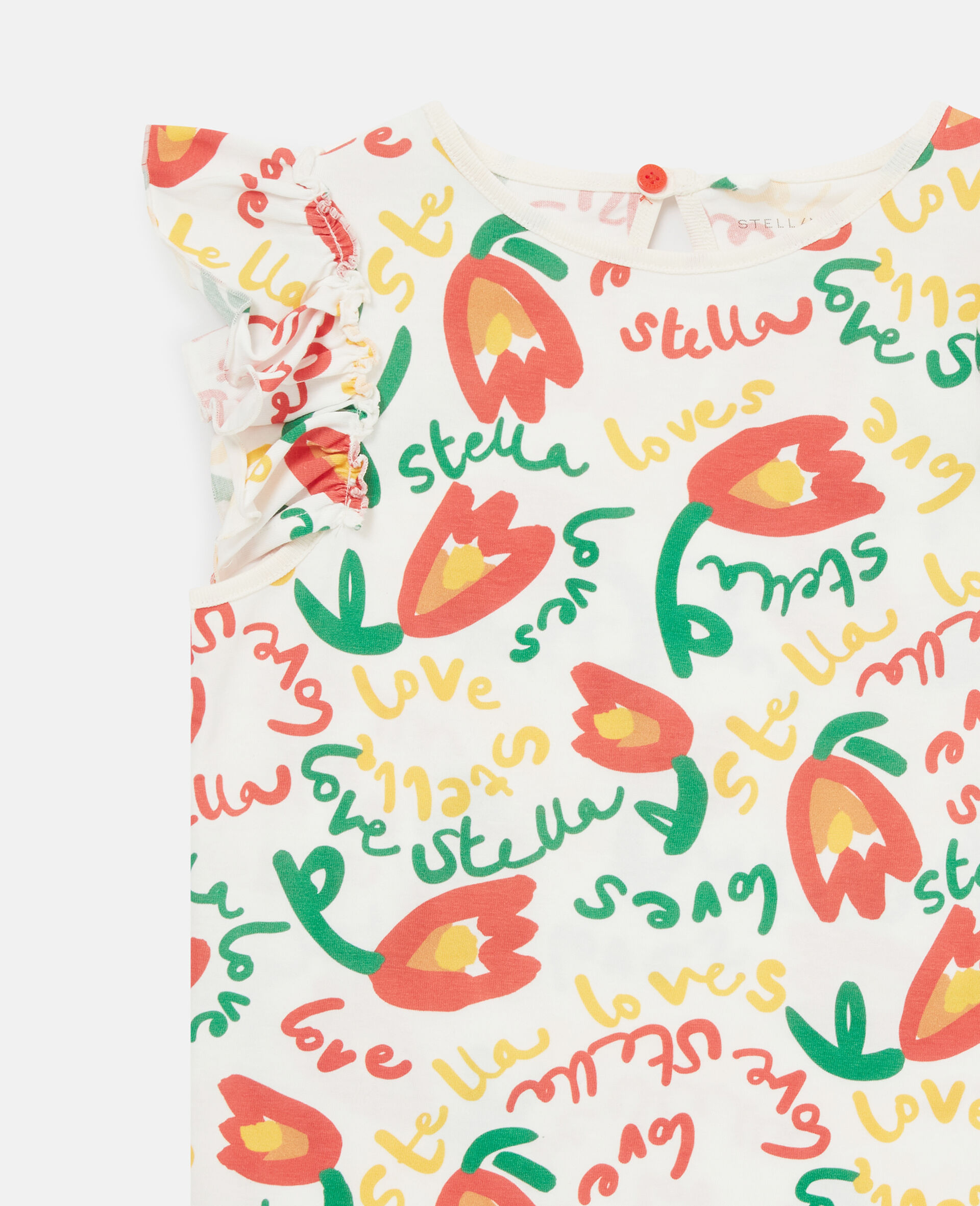 Floral Print Jersey Dress-White-medium