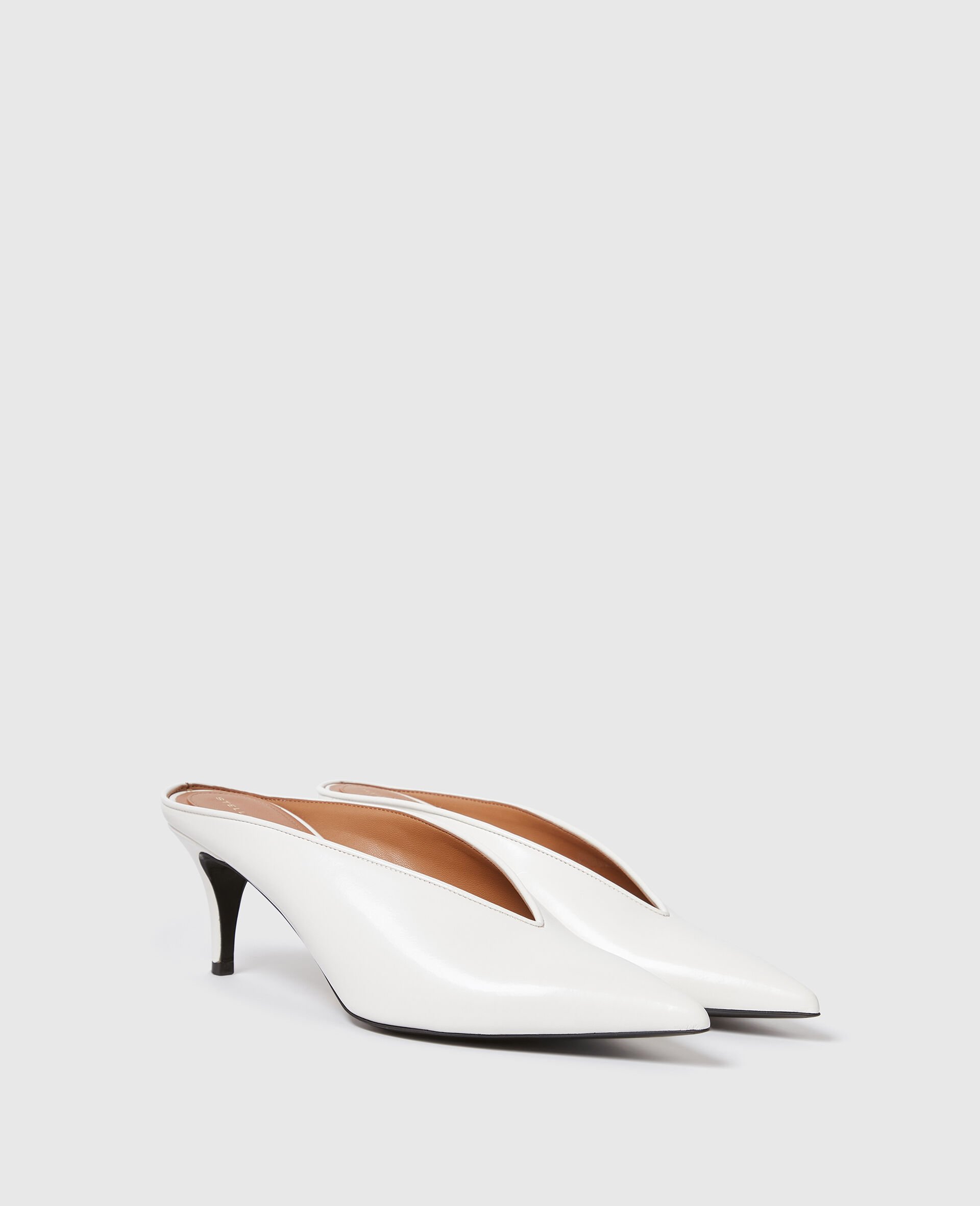 Brushed Heeled Mules-White-medium