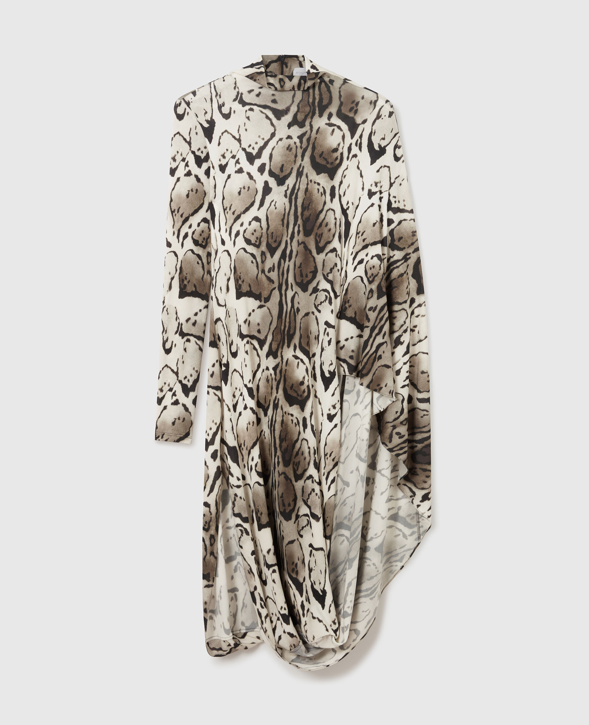 Cloud Leopard Print Draped Midi Dress-Grey-medium