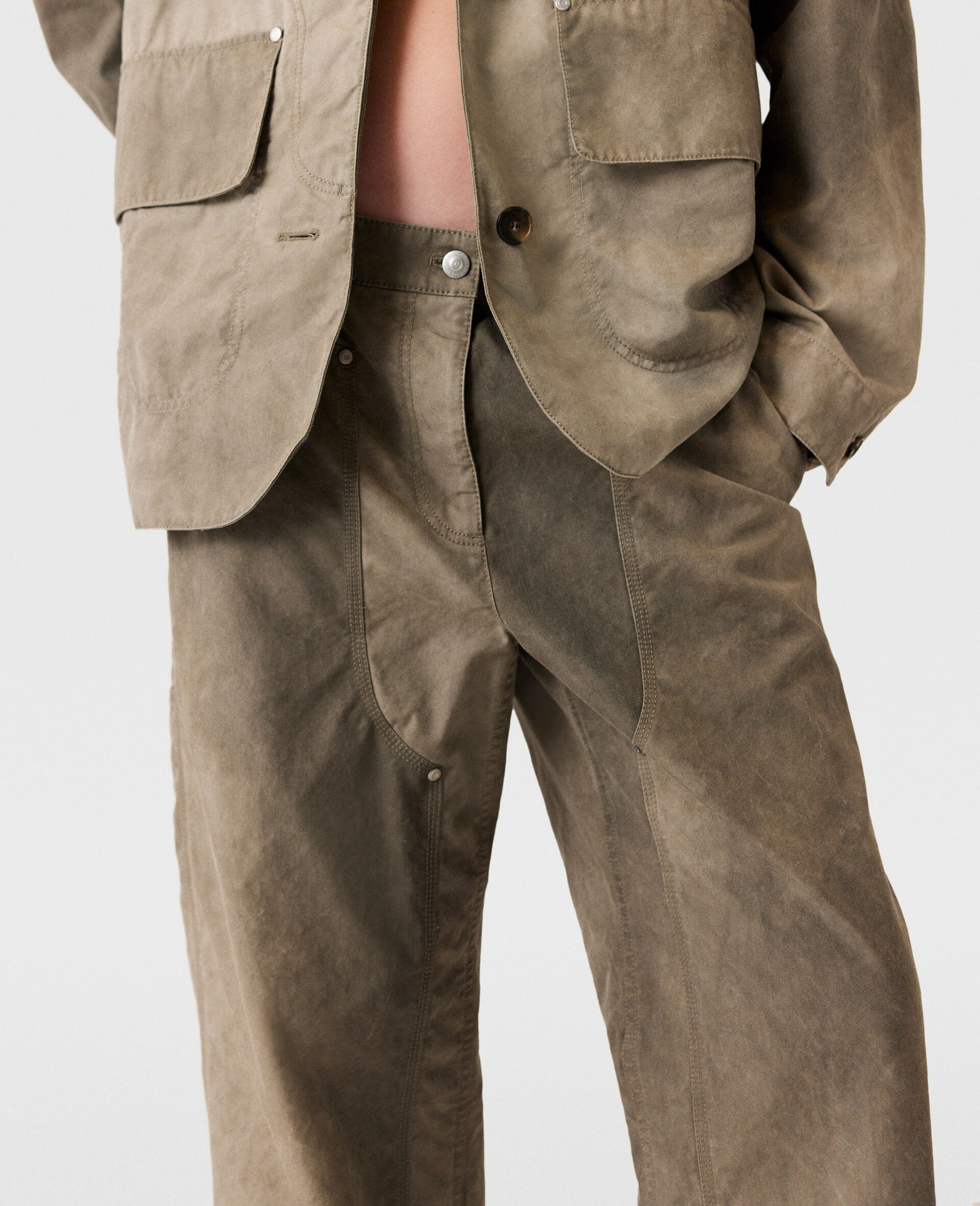 Chaps Washed Straight Leg Trousers-Beige-large image number 5