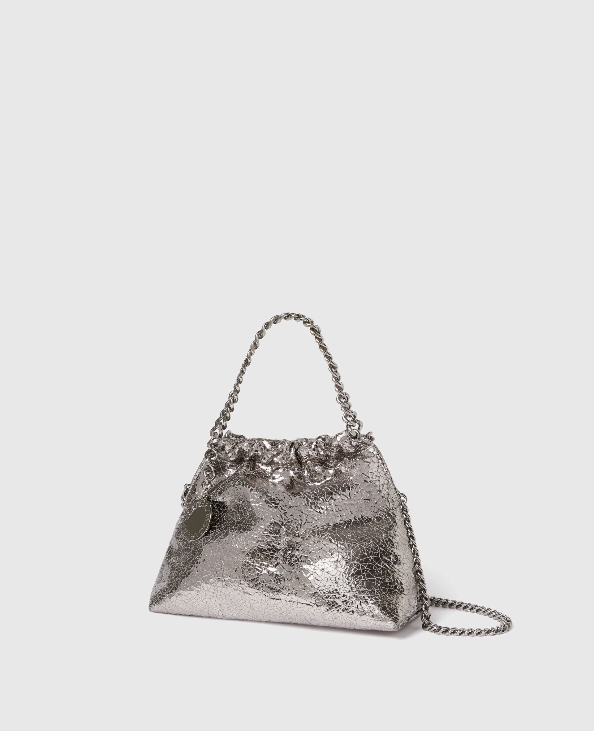Falabella Cracked Metallic Drawstring Crossbody Bag-Silver-large image number 2