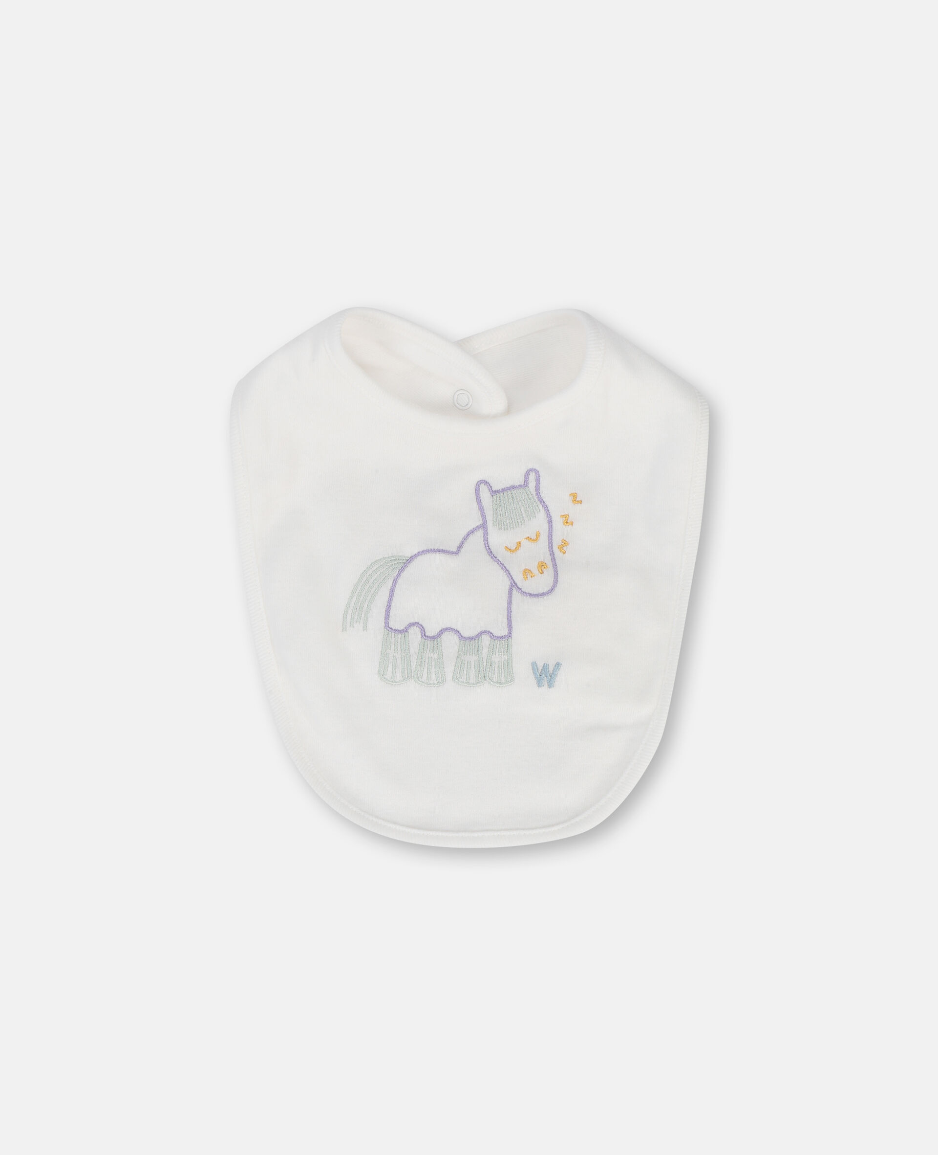 Embroidered Horses Jersey Rib Bibs Set-White-large image number 1