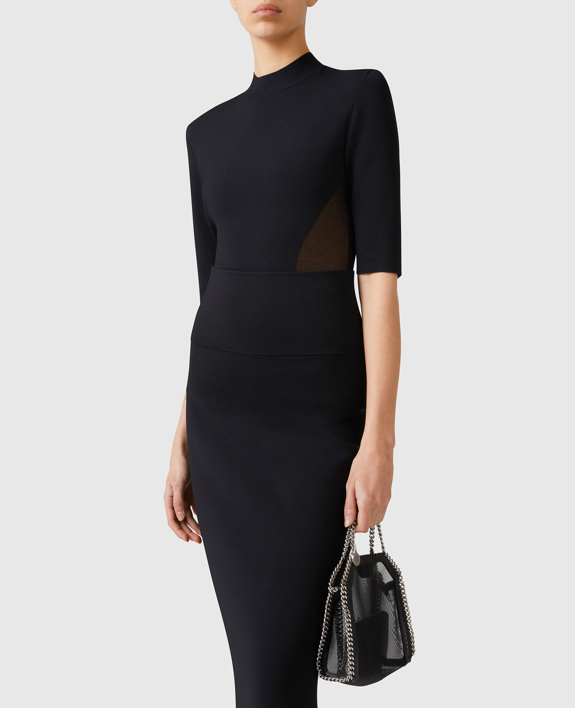 Miracle Short-Sleeve Compact-Knit Top-Black-model