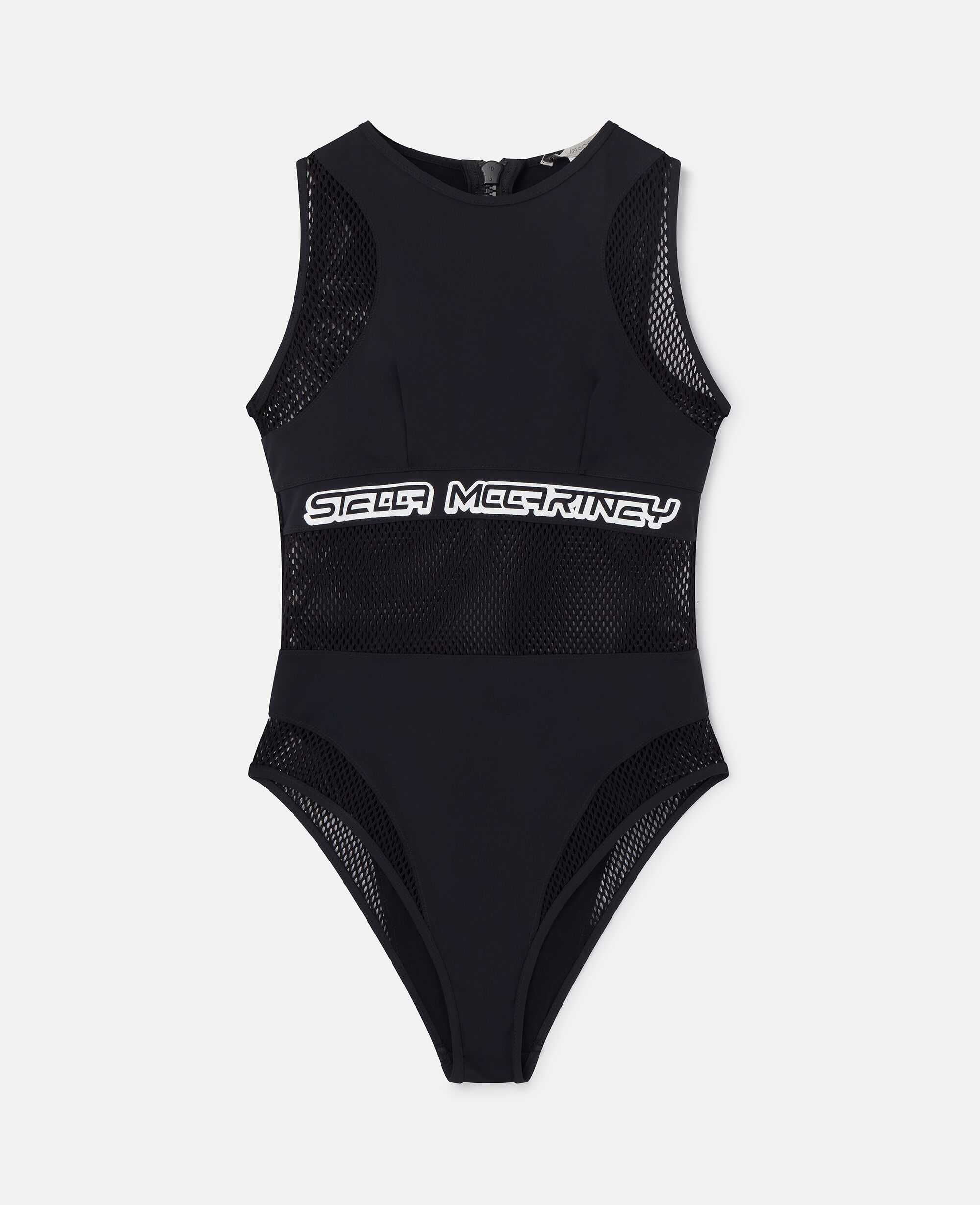 Women Black Mesh Logo Swimsuit Stella McCartney US