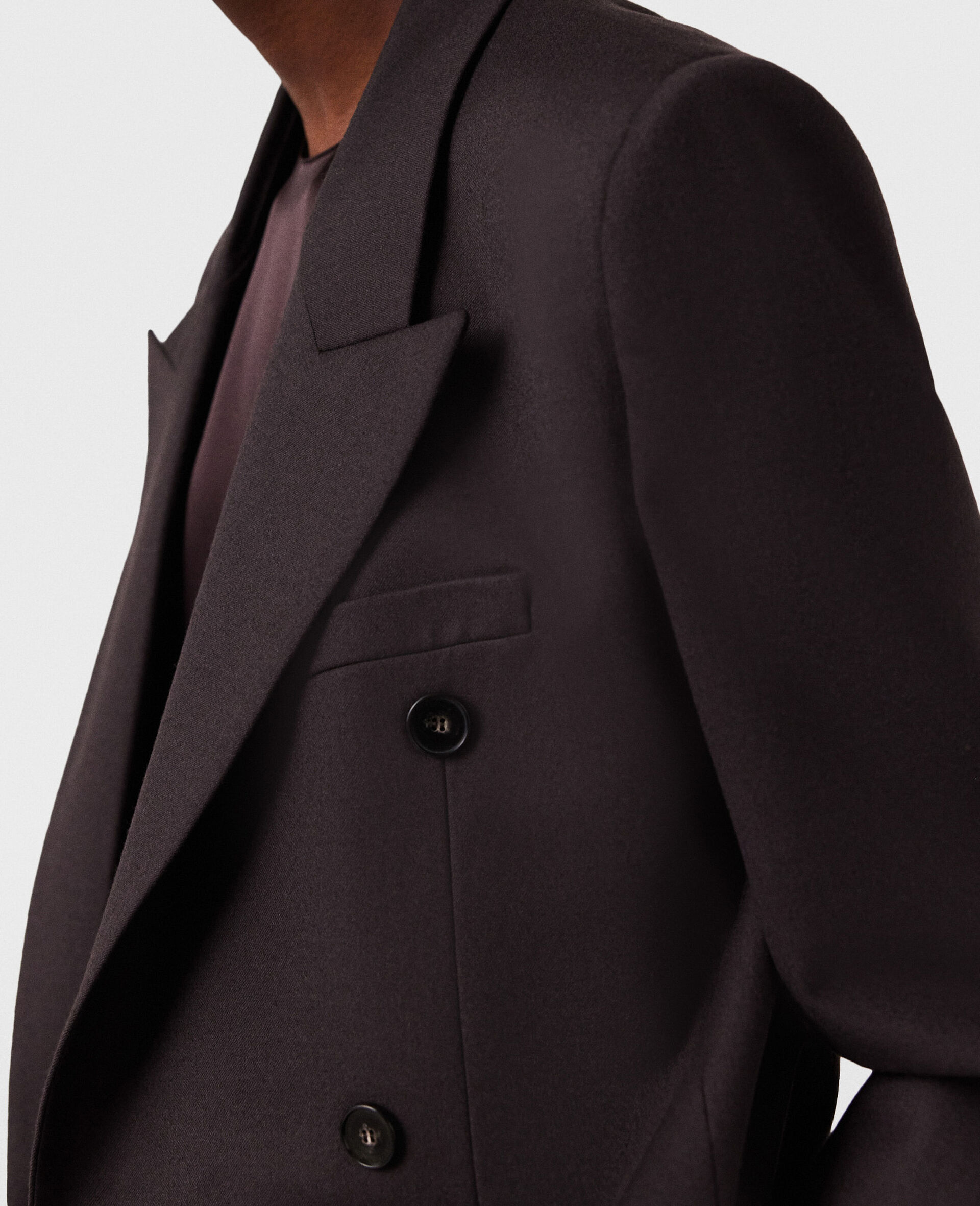 Women Dark chocolate brown Double Breasted Wool Blazer Stella