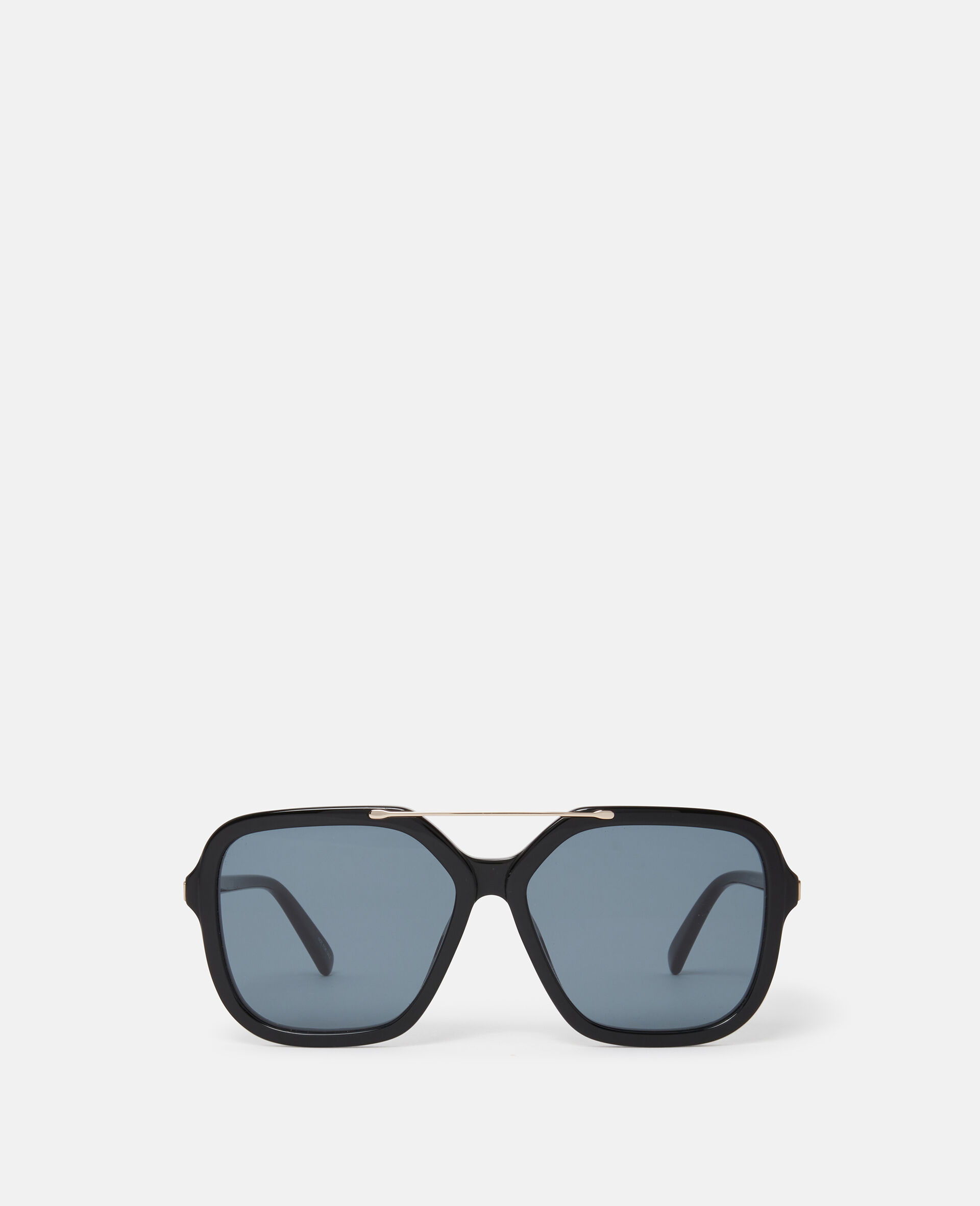 Oversized Square Metal Bar Sunglasses-Black-large image number 0