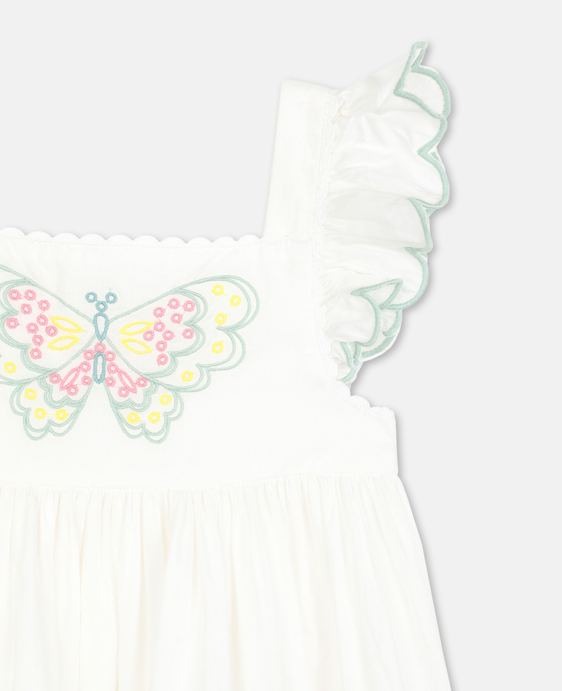 Embroidered Butterfly Cotton Dress-White-large image number 1