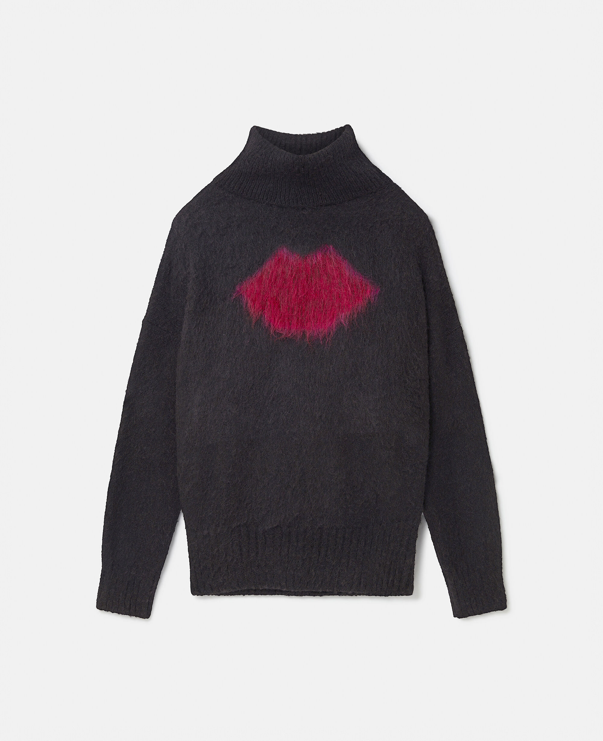 Women Charcoal grey and red Lips Graphic Long Sleeve Turtleneck Jumper Stella McCartney KW