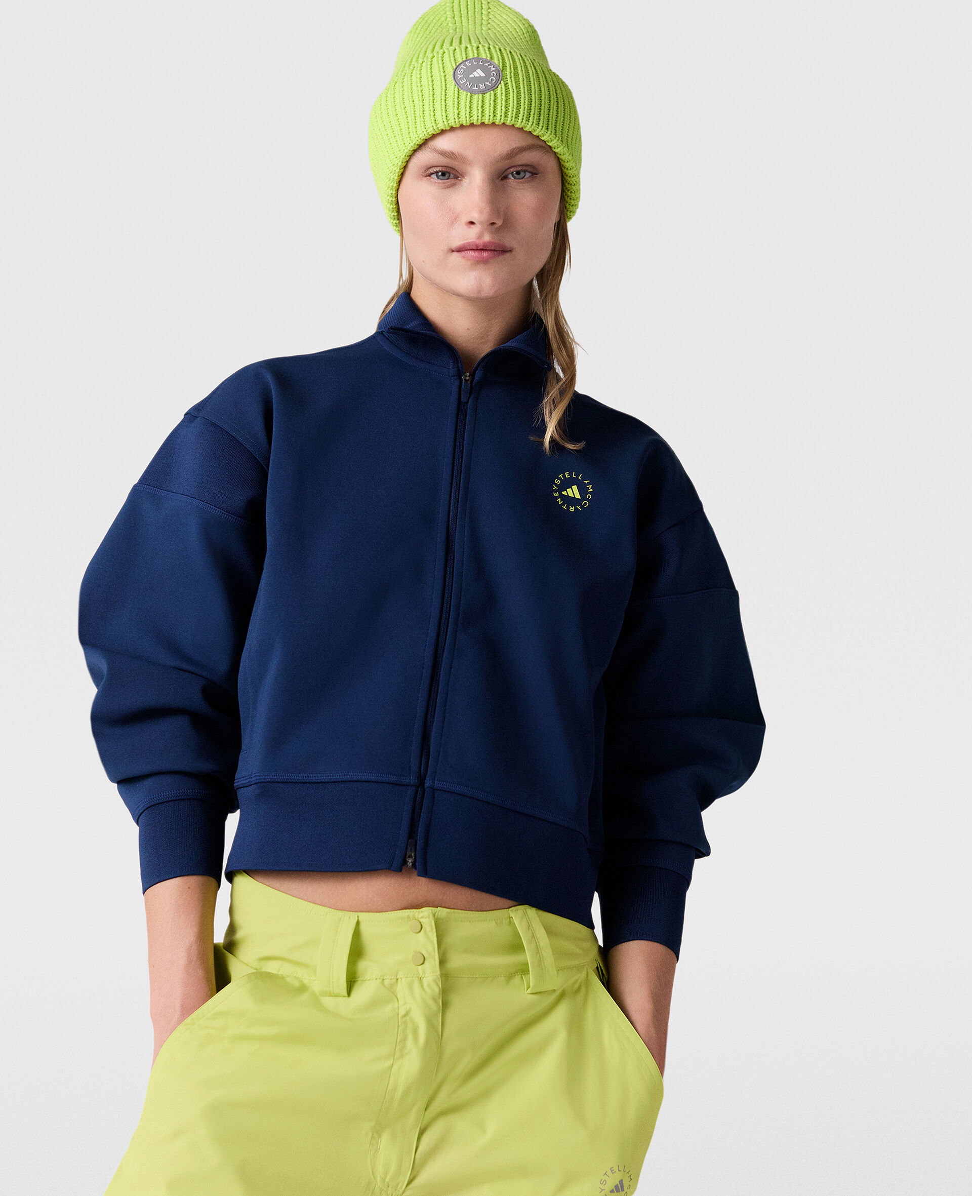 Logo Knitted Track Jacket-Blue-model