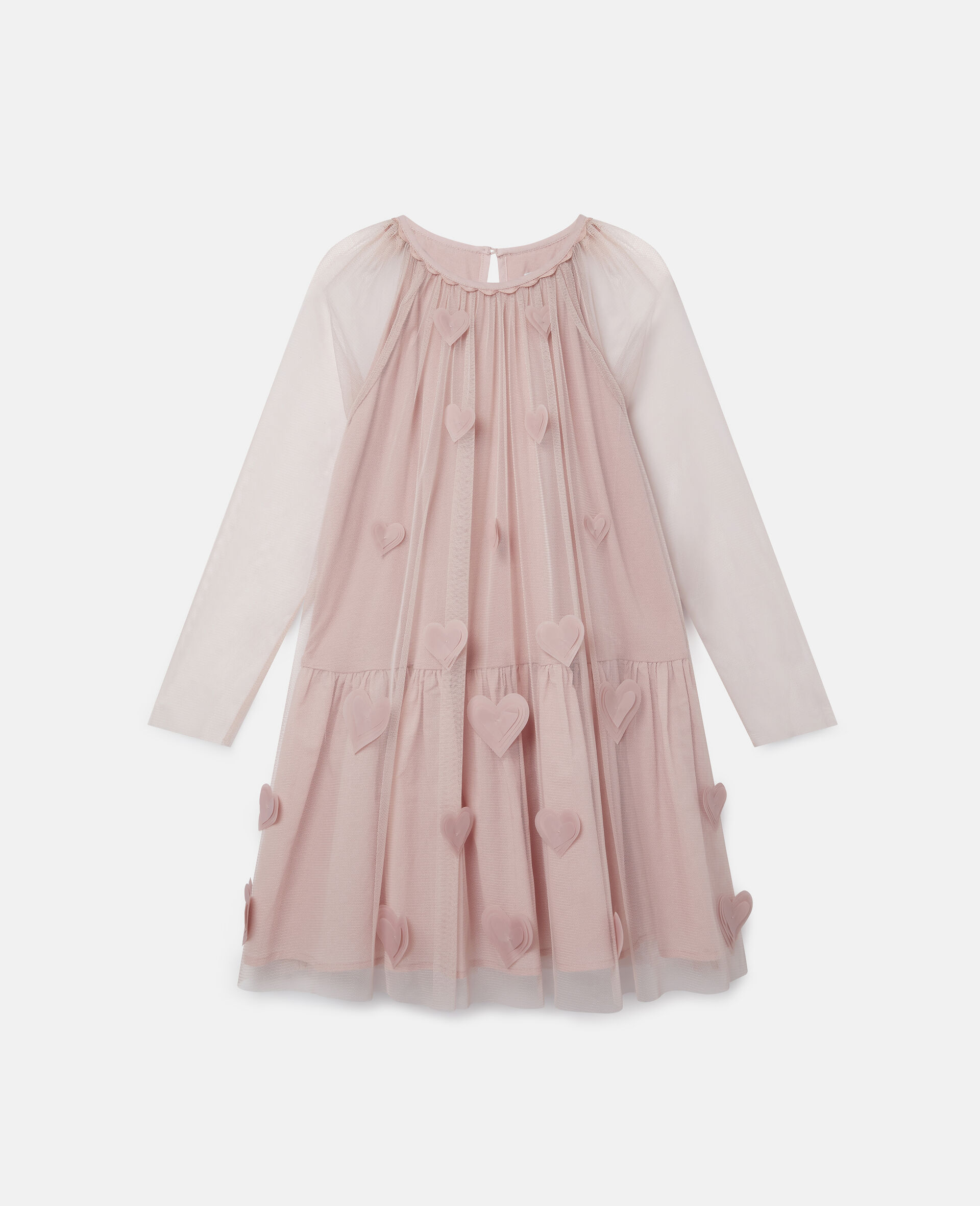 3D Hearts Tulle Dress-Pink-large