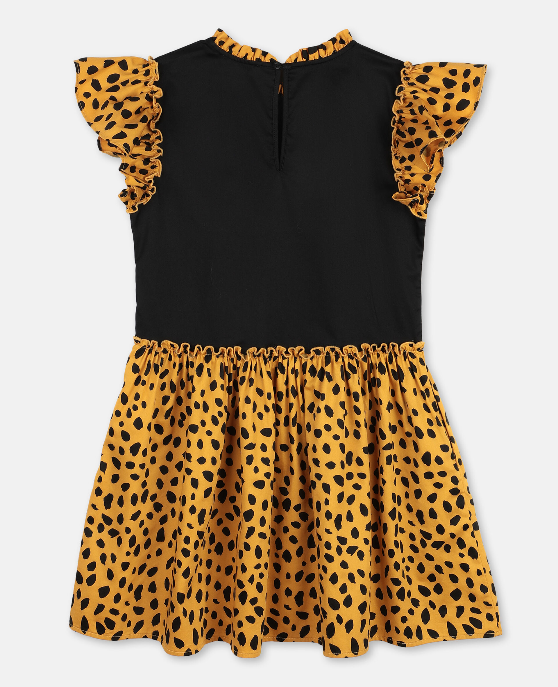 Cheetah Cotton Dress-Black-large image number 3