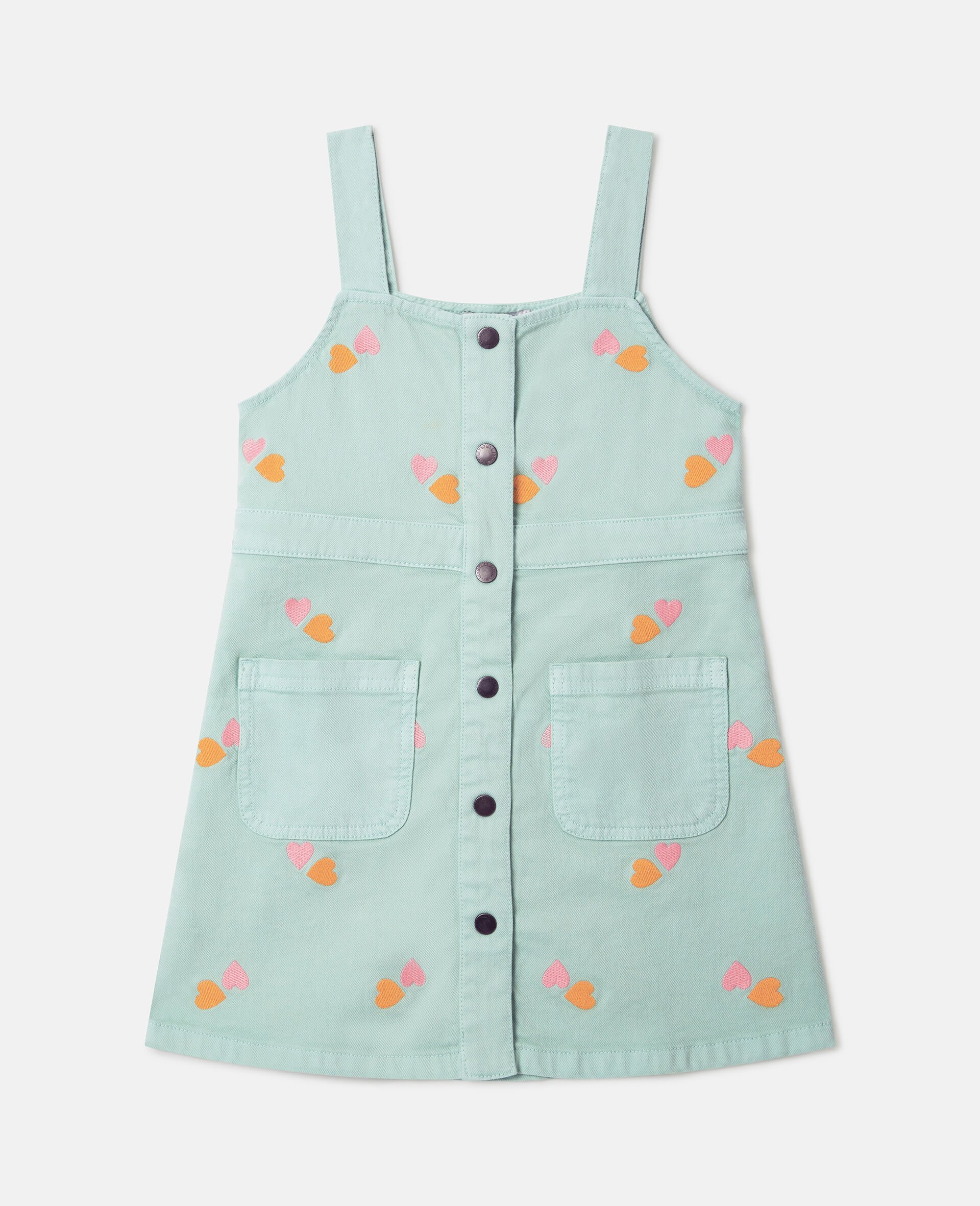 Robe en gabardine avec broderie coeur-Vert-medium