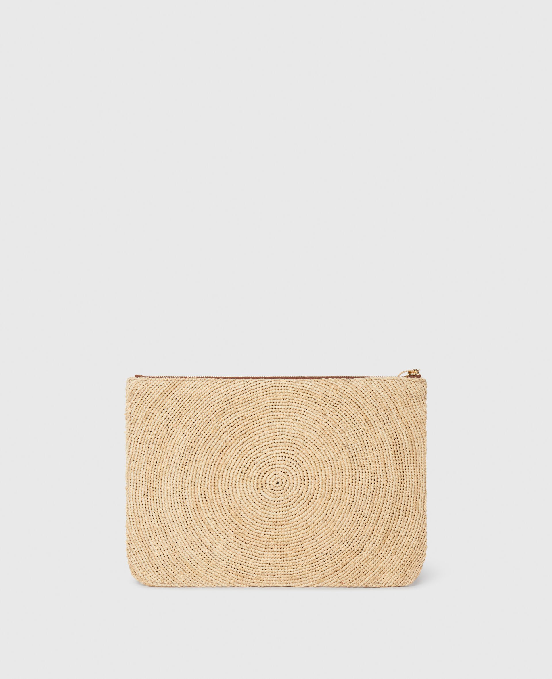 Logo Raffia Clutch Pouch-Beige-large image number 3