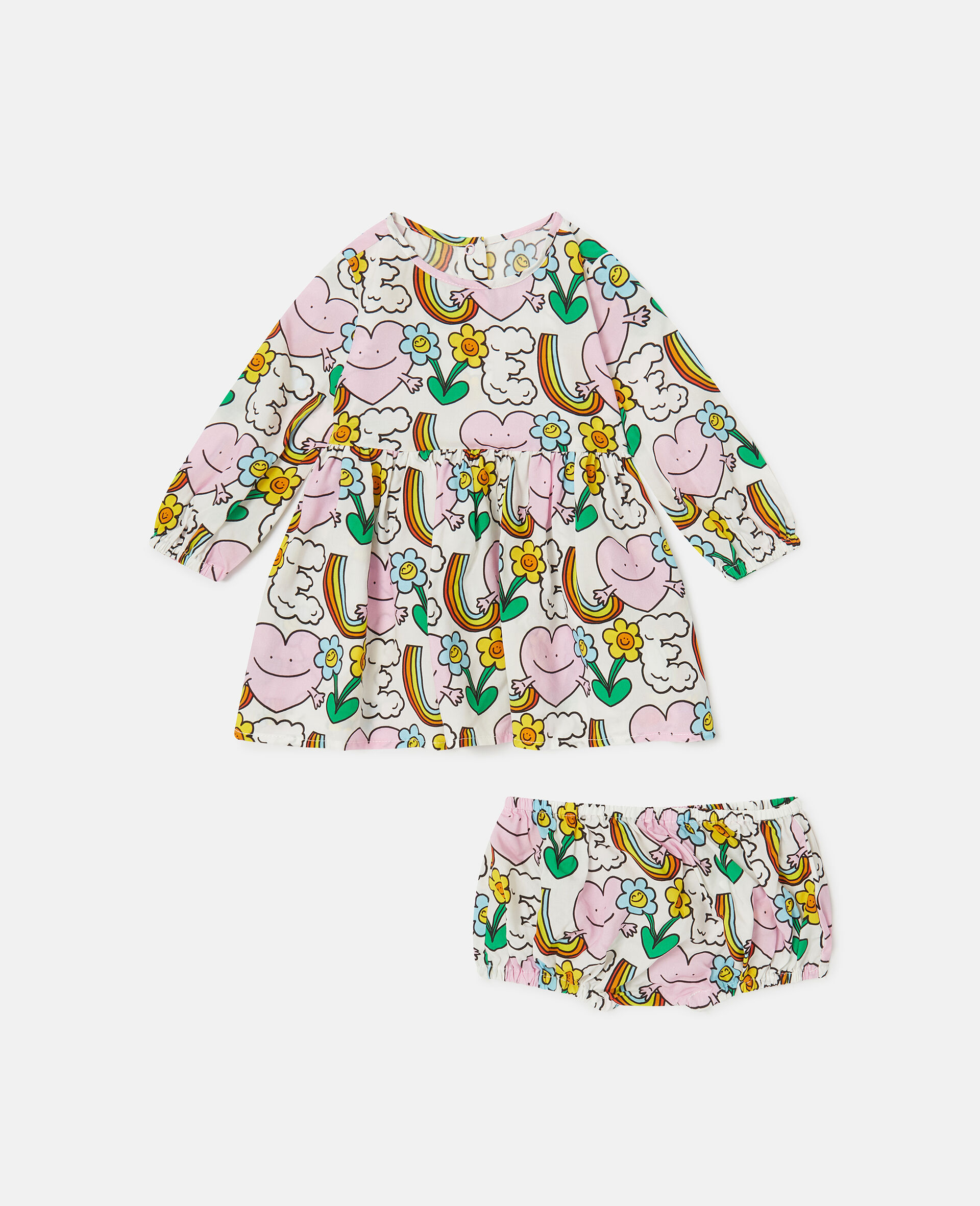 Earth Friends Print Dress and Bloomers Set-White-medium