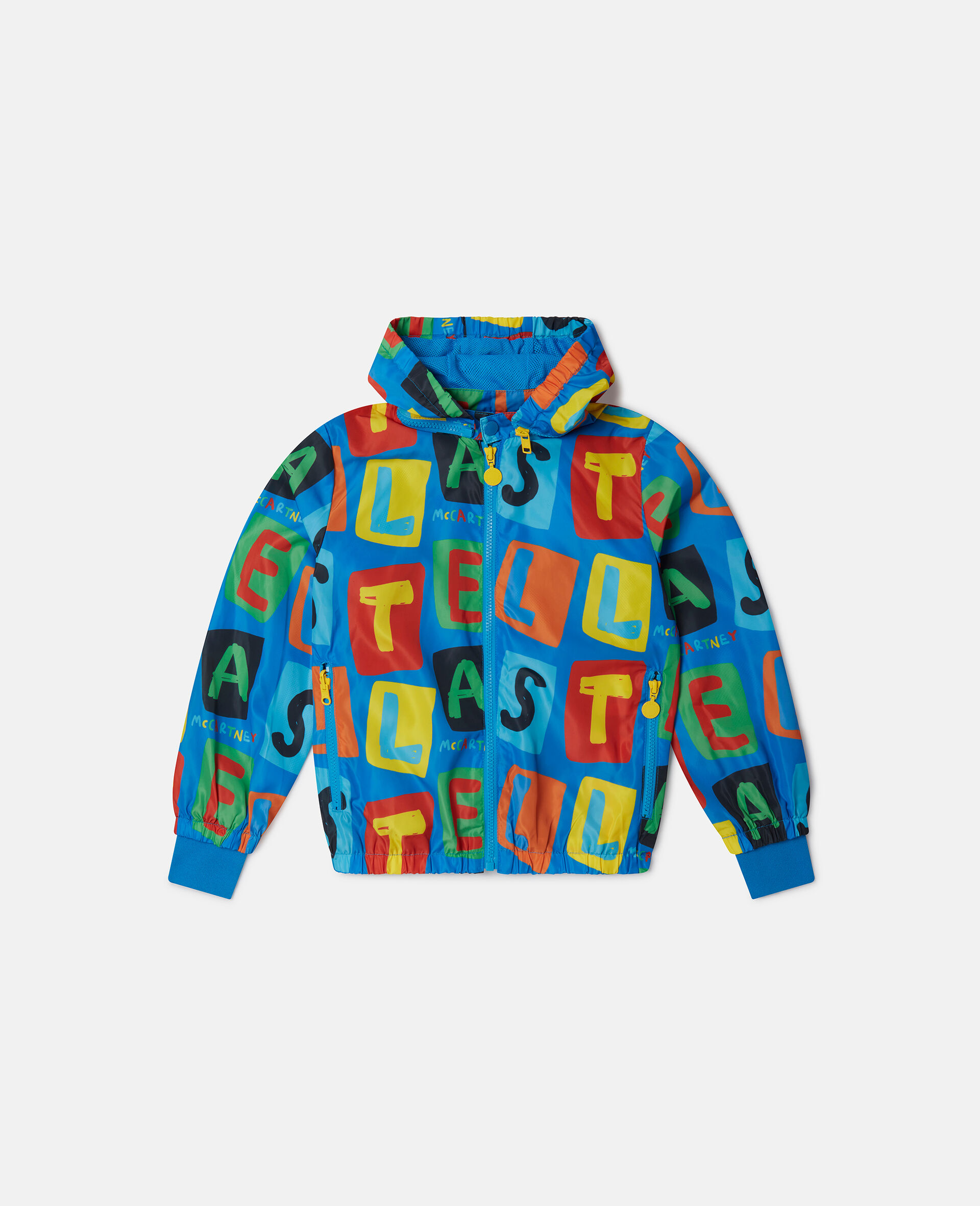 Letter Blocks Print Hooded Jacket-Multicolour-medium
