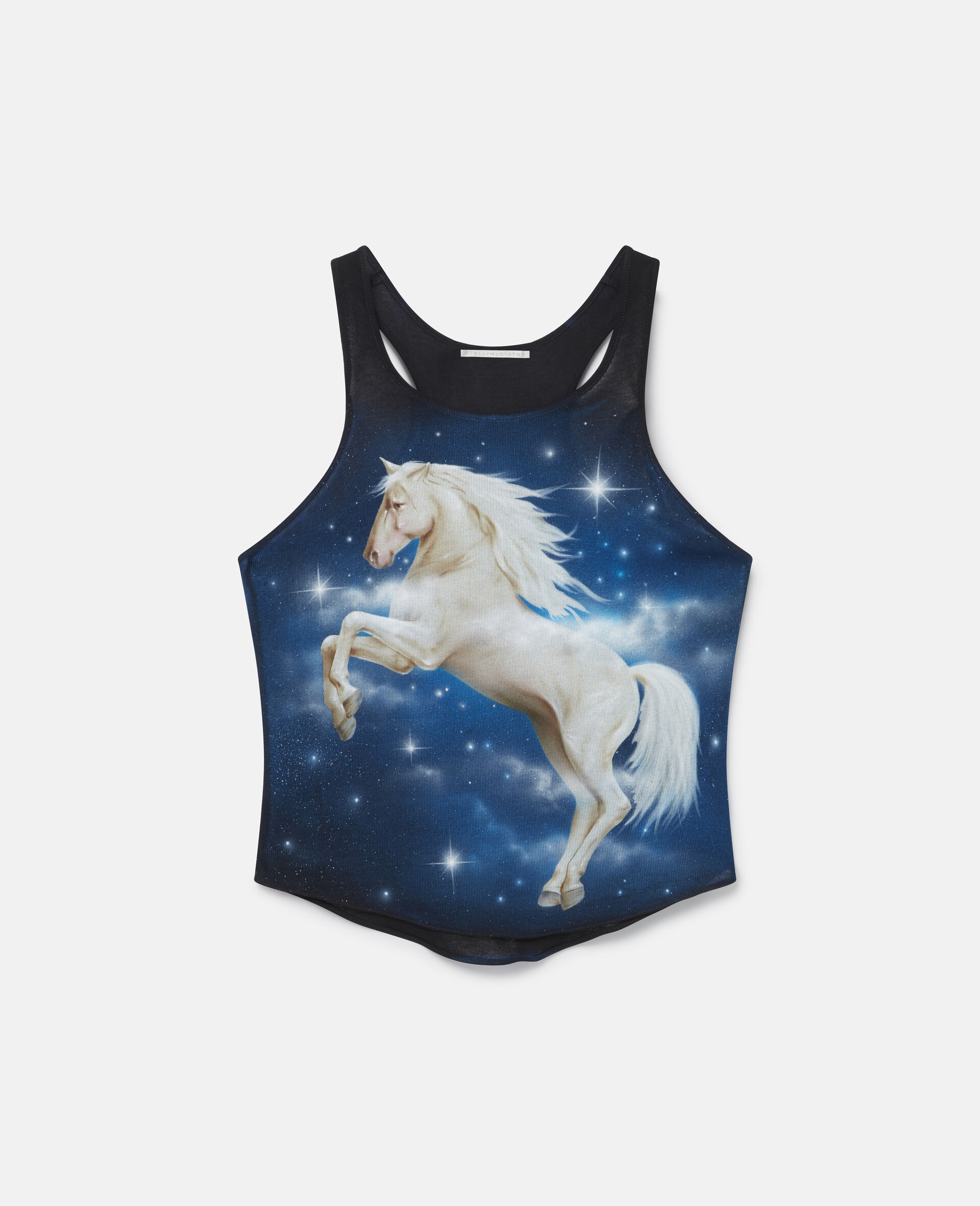 Space Horse Airbrush Print Tank Top-Blue-large image number 0