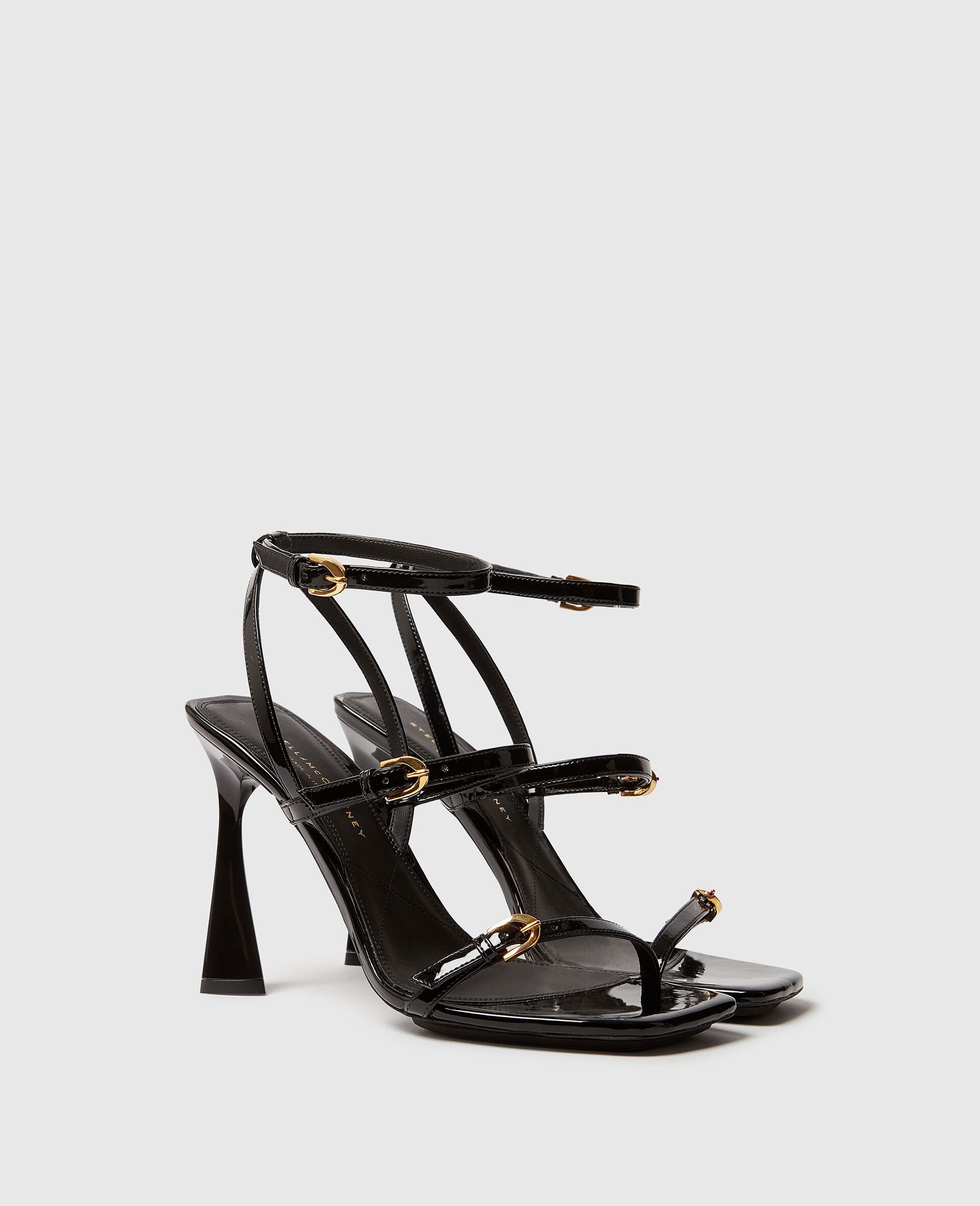 Elsa Patent Heeled Sandals-Black-large image number 2