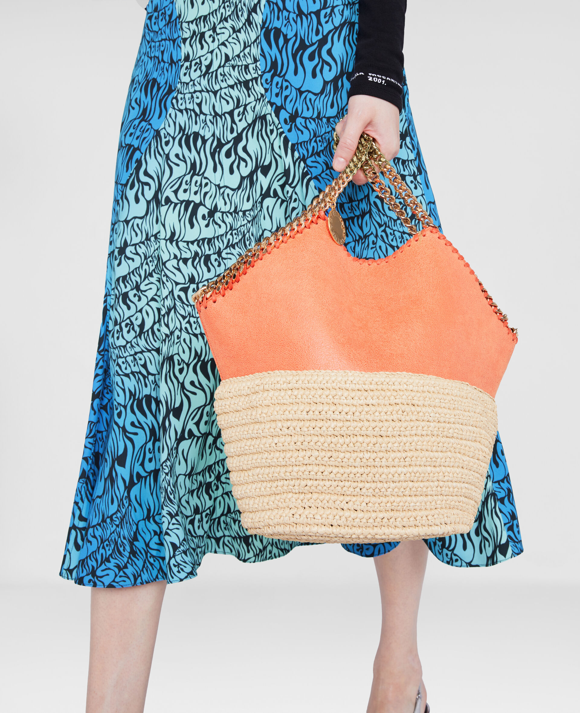 Falabella Raffia Medium Tote-Orange-large image number 3