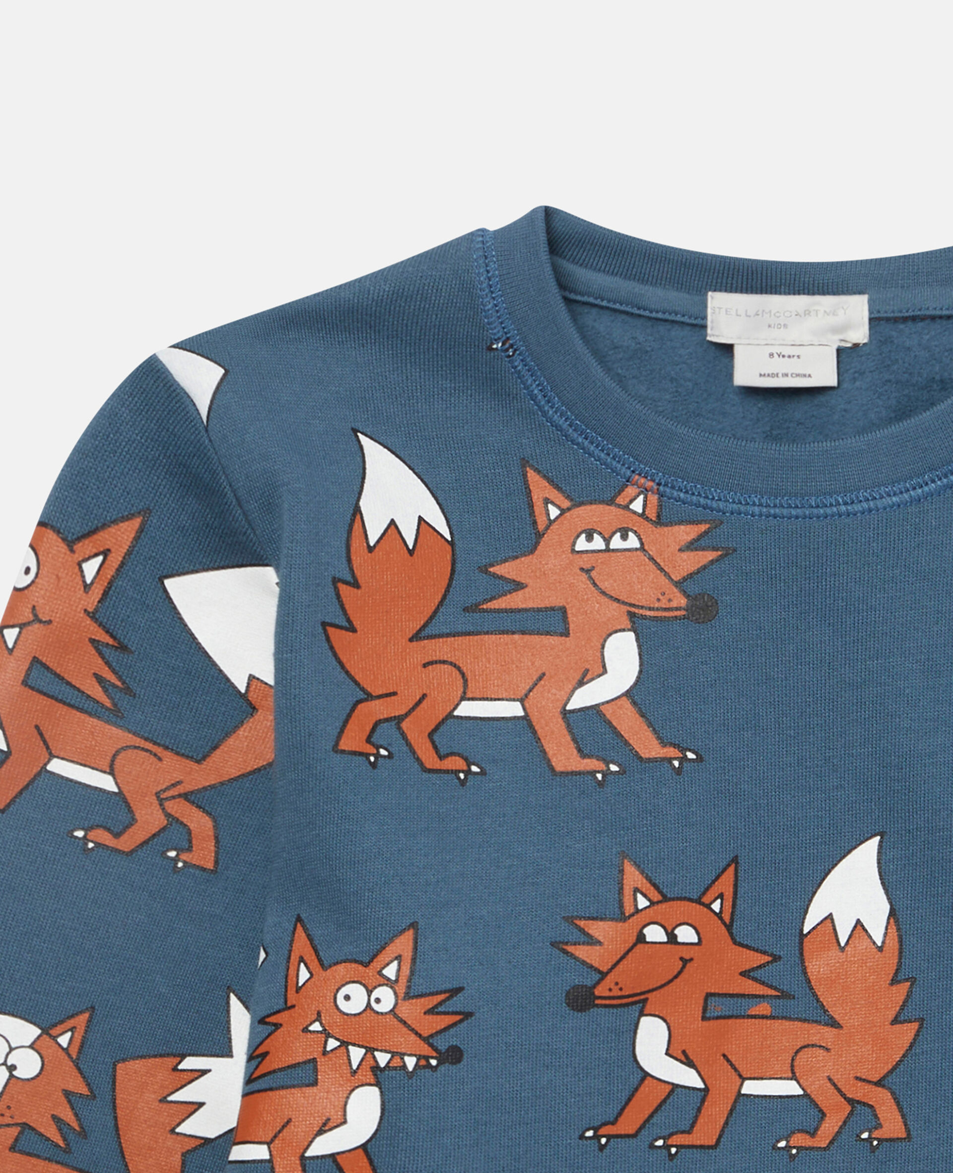 Fox Print Cotton Fleece Sweatshirt-Blue-large image number 1