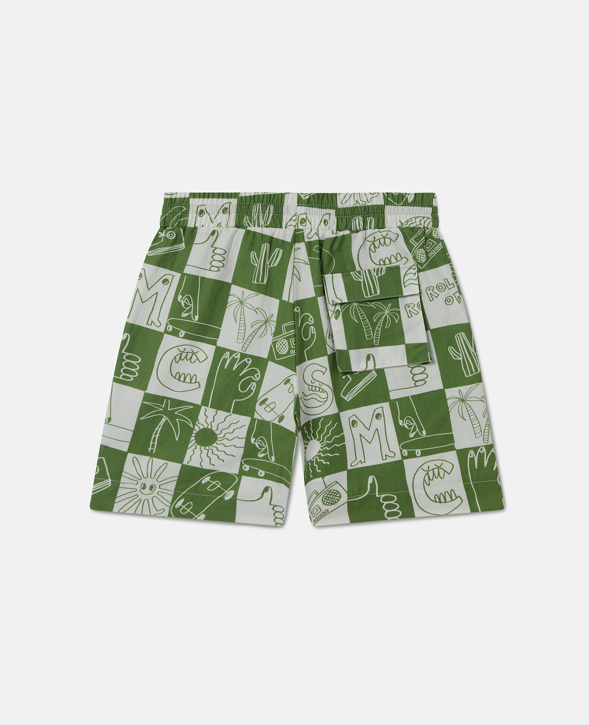 Karierte Shorts mit Markenschriftzug-Grün-large image number 2