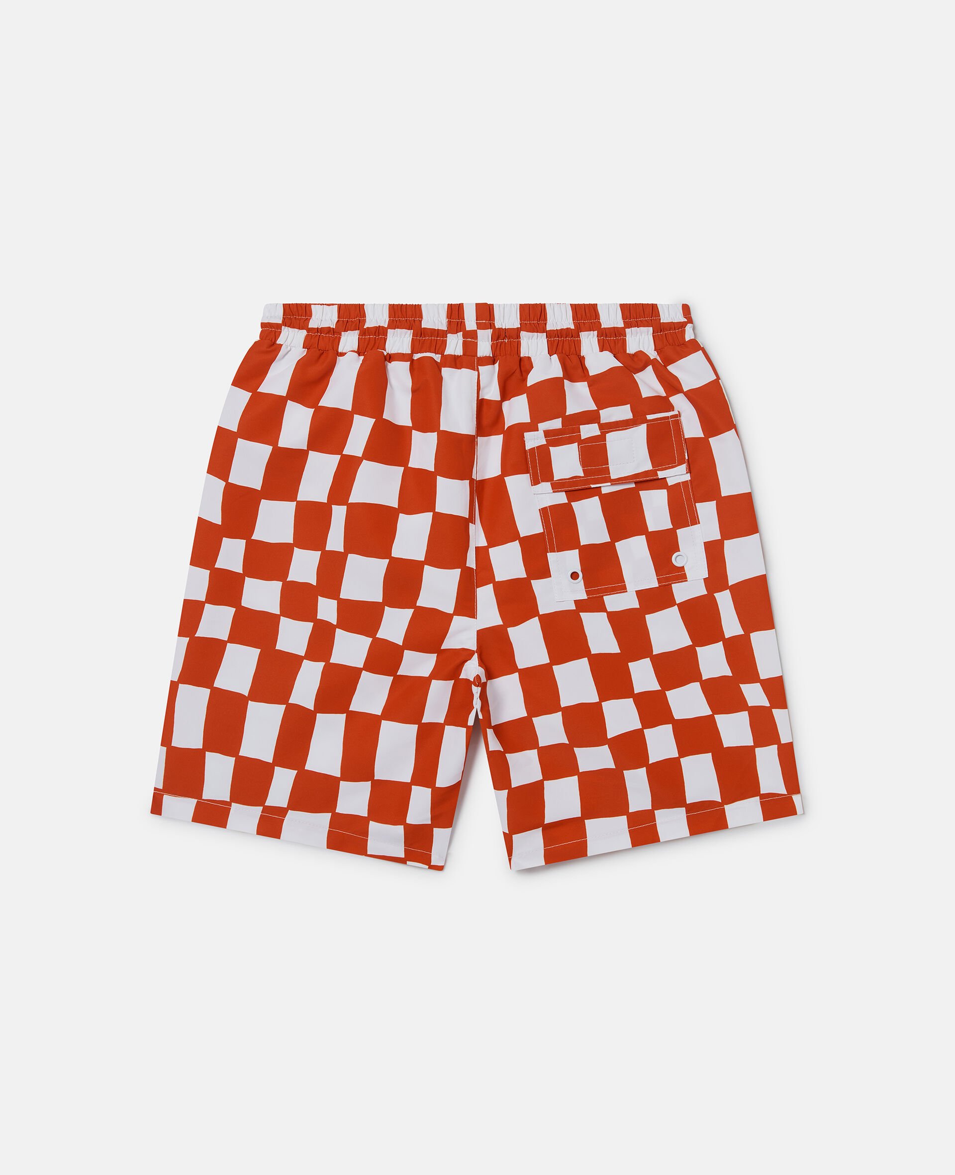 Brand Initial Check Swim Shorts-Red-large image number 2
