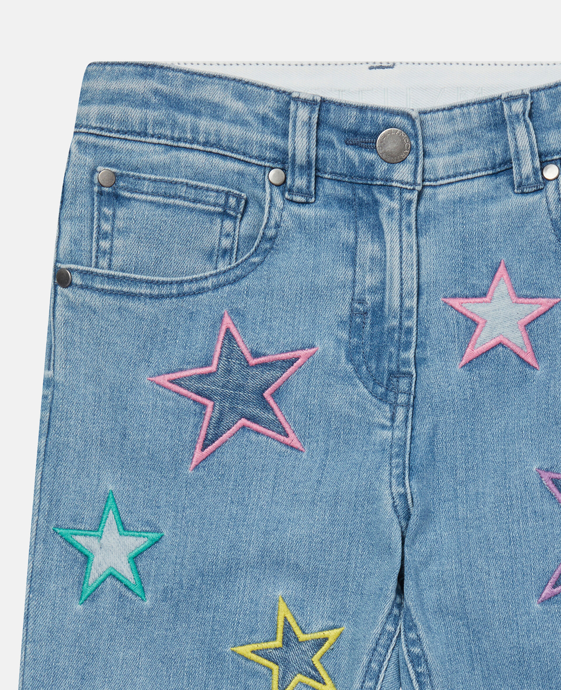 Embroidered Star Denim Trousers-Blue-large image number 1