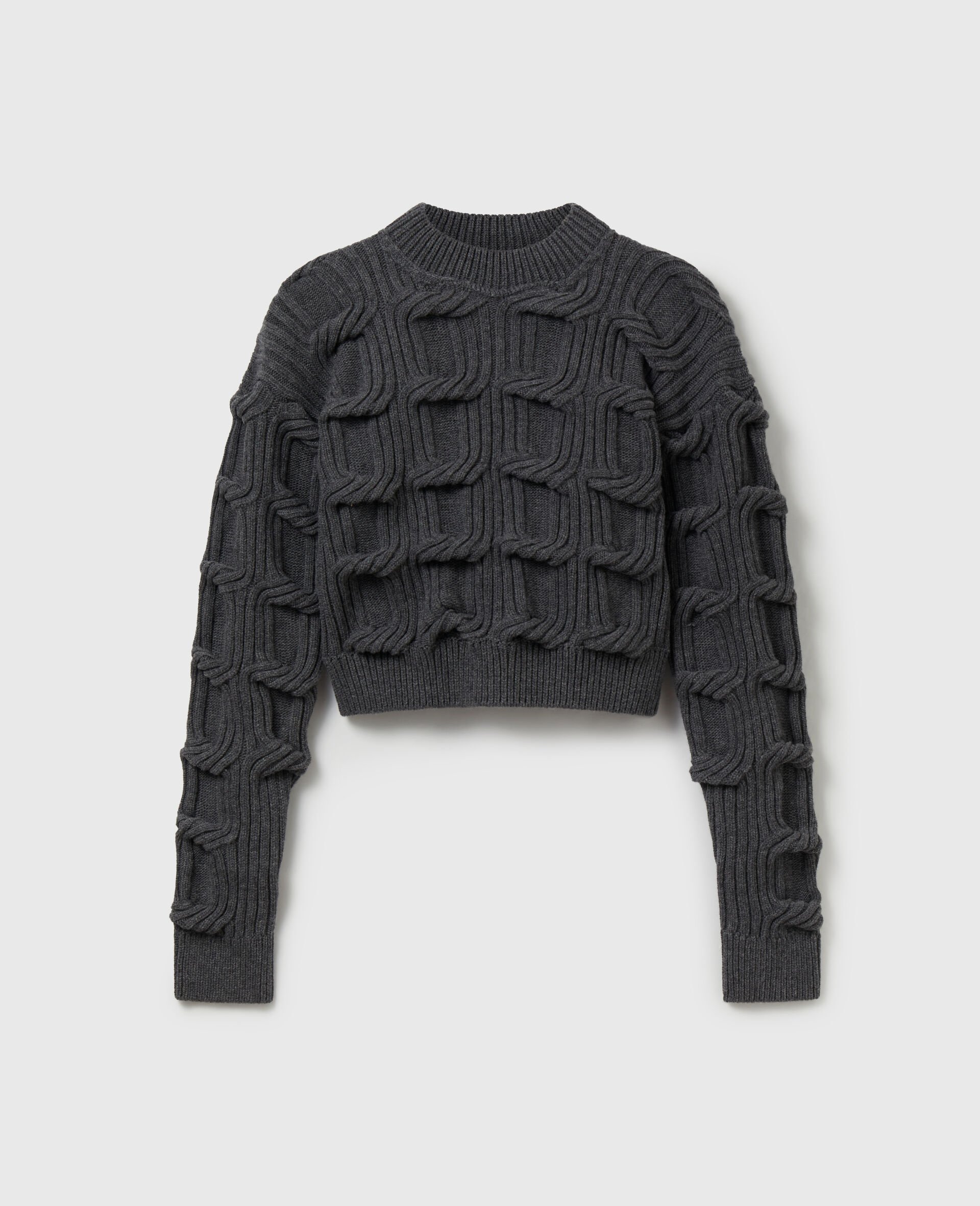 Pull en maille torsadee Falabella-Gris-medium