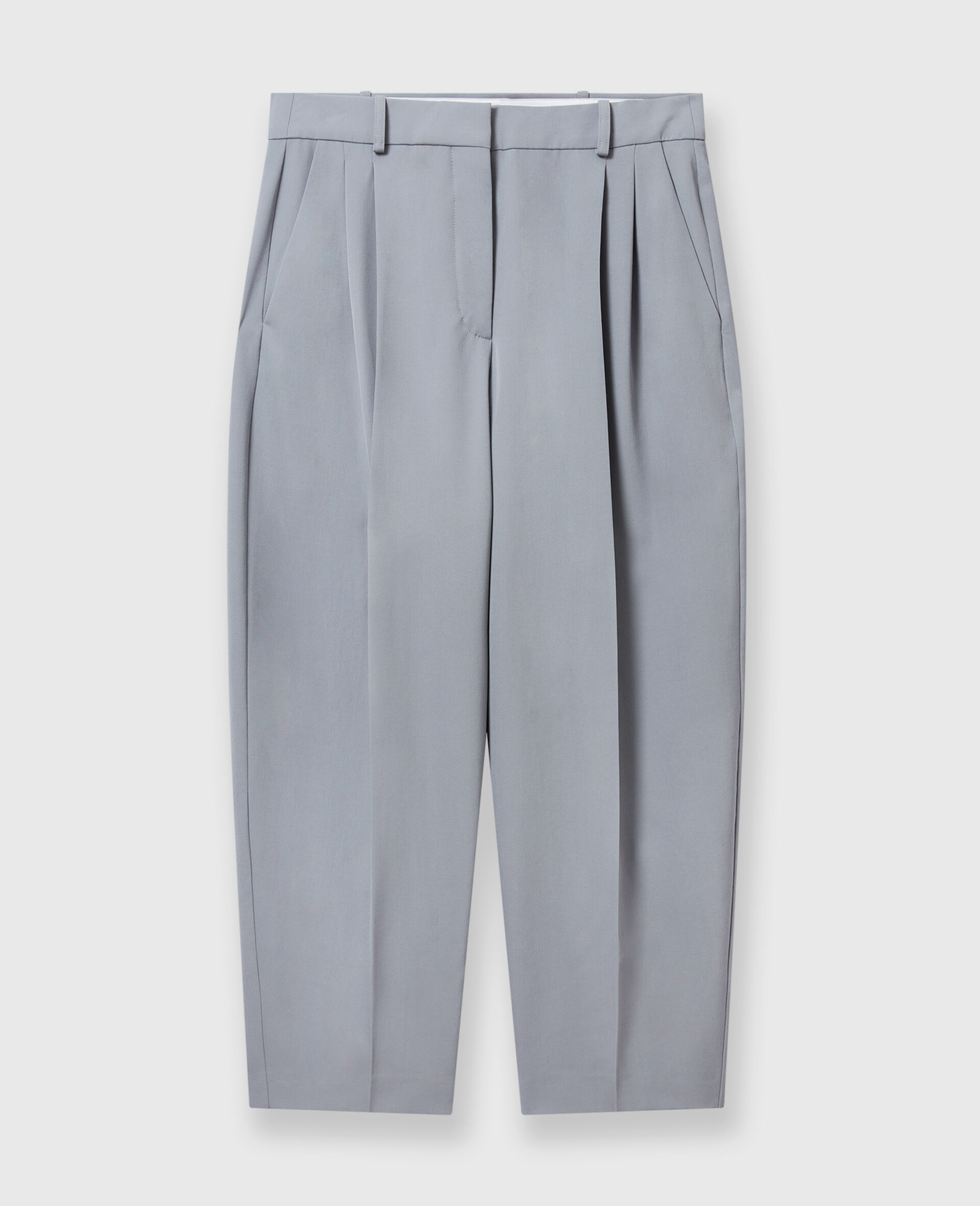 Pleated High-Rise Wool Trousers-Grey-large image number 0