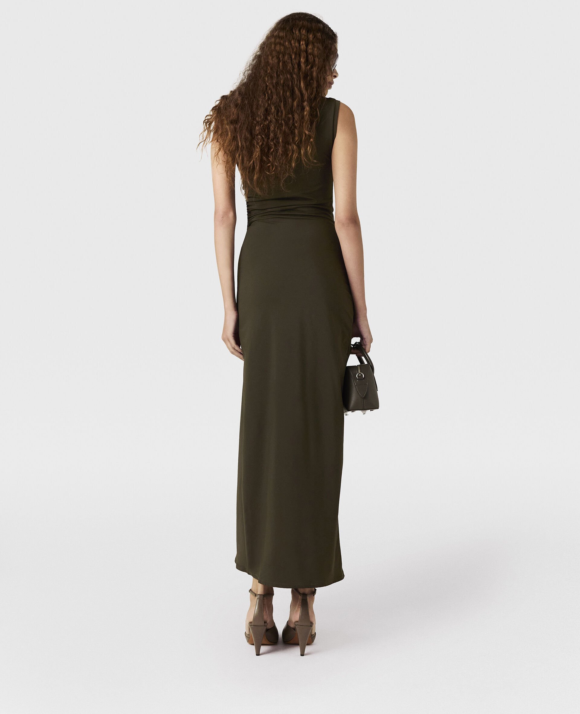 Sleeveless Crewneck Twist Mesh Midi Dress-Green-large Sleeveless Crewneck Twist Mesh Midi Dress-Green-large image number 4