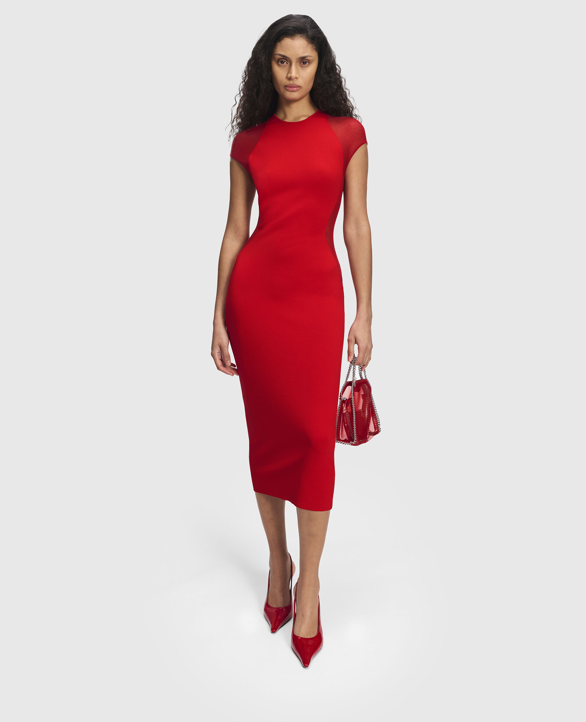 Robe a manches courtes en maille compacte Miracle-Rouge-model