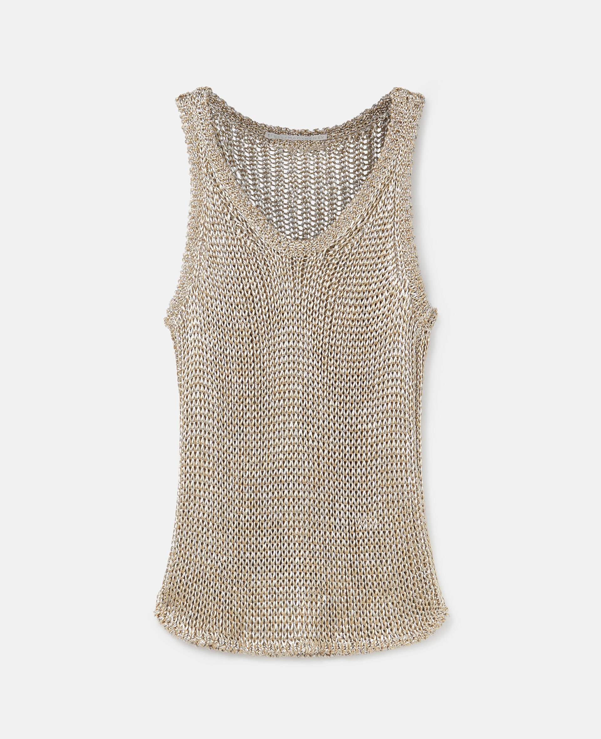 Sheer Sparkle Woven Tank Top-Gold-large image number 0