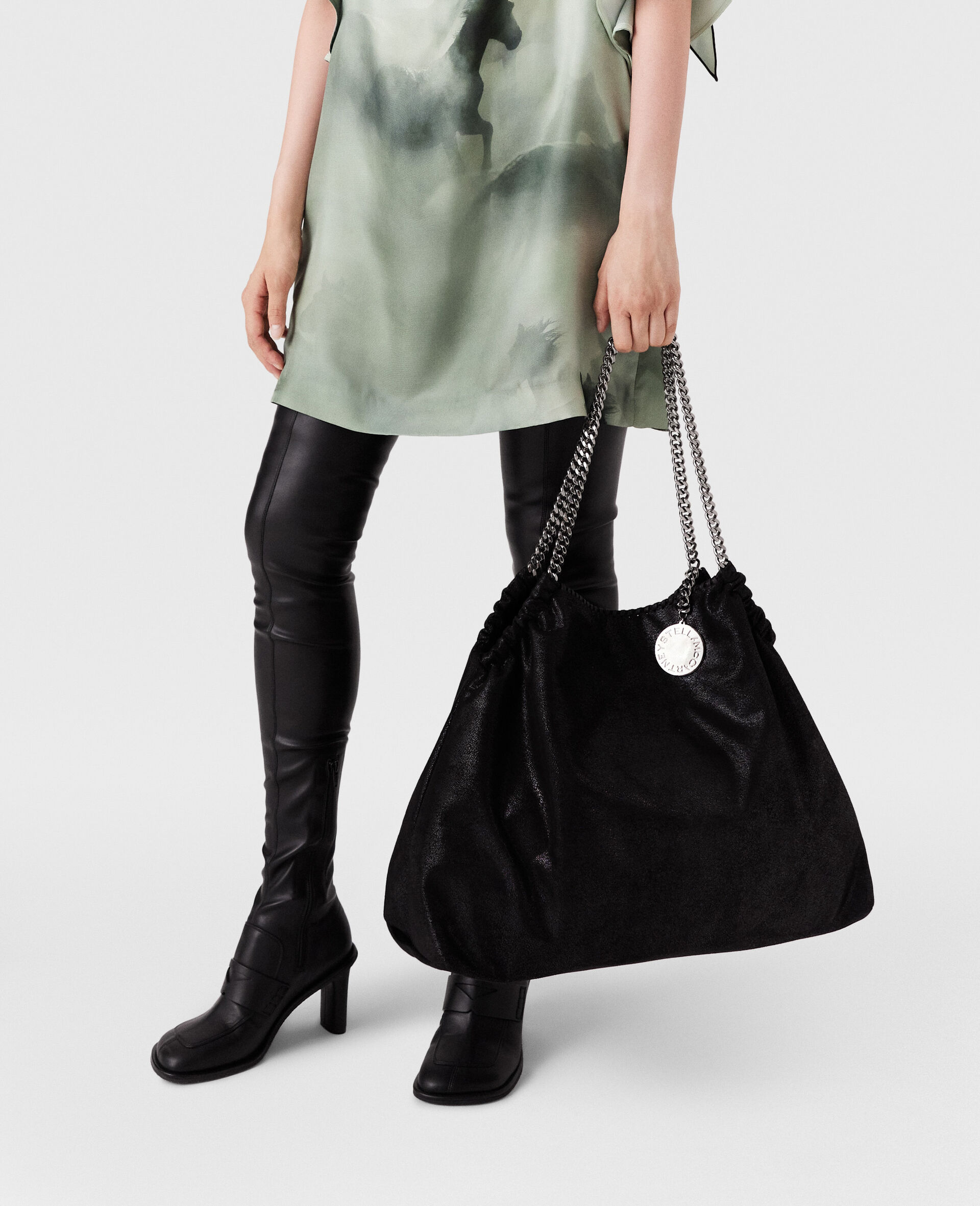 Falabella Drawstring Tote Bag-Black-model