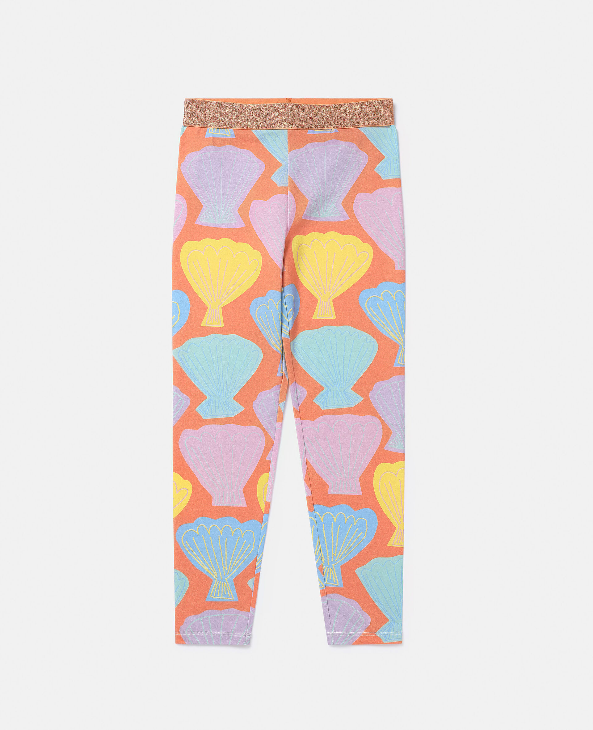 Seashell Print Leggings-Multicolour-medium