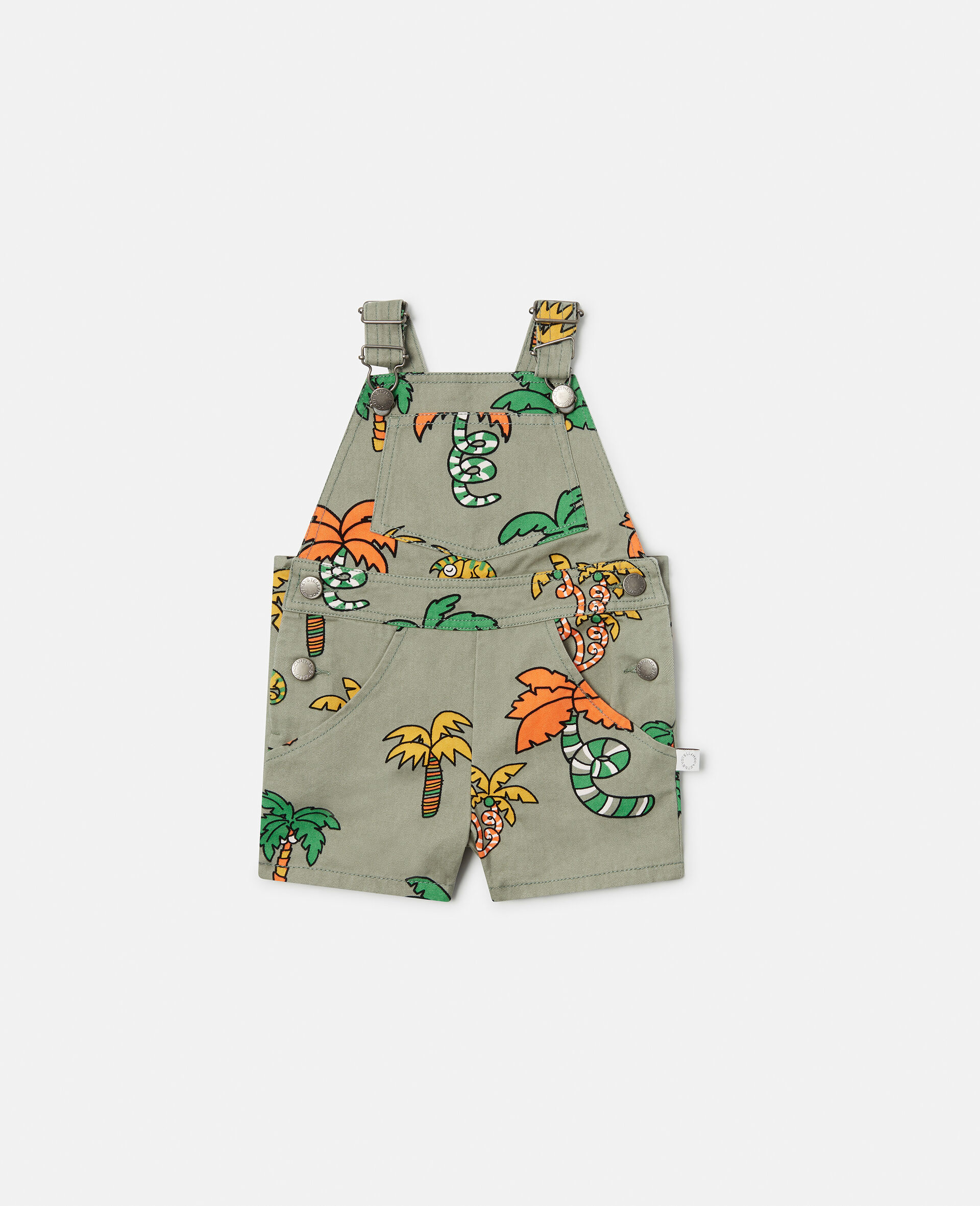 Palm Tree and Gecko Print Dungarees-Pink-large Palm Tree and Gecko Print Dungarees-Pink-large image number 0