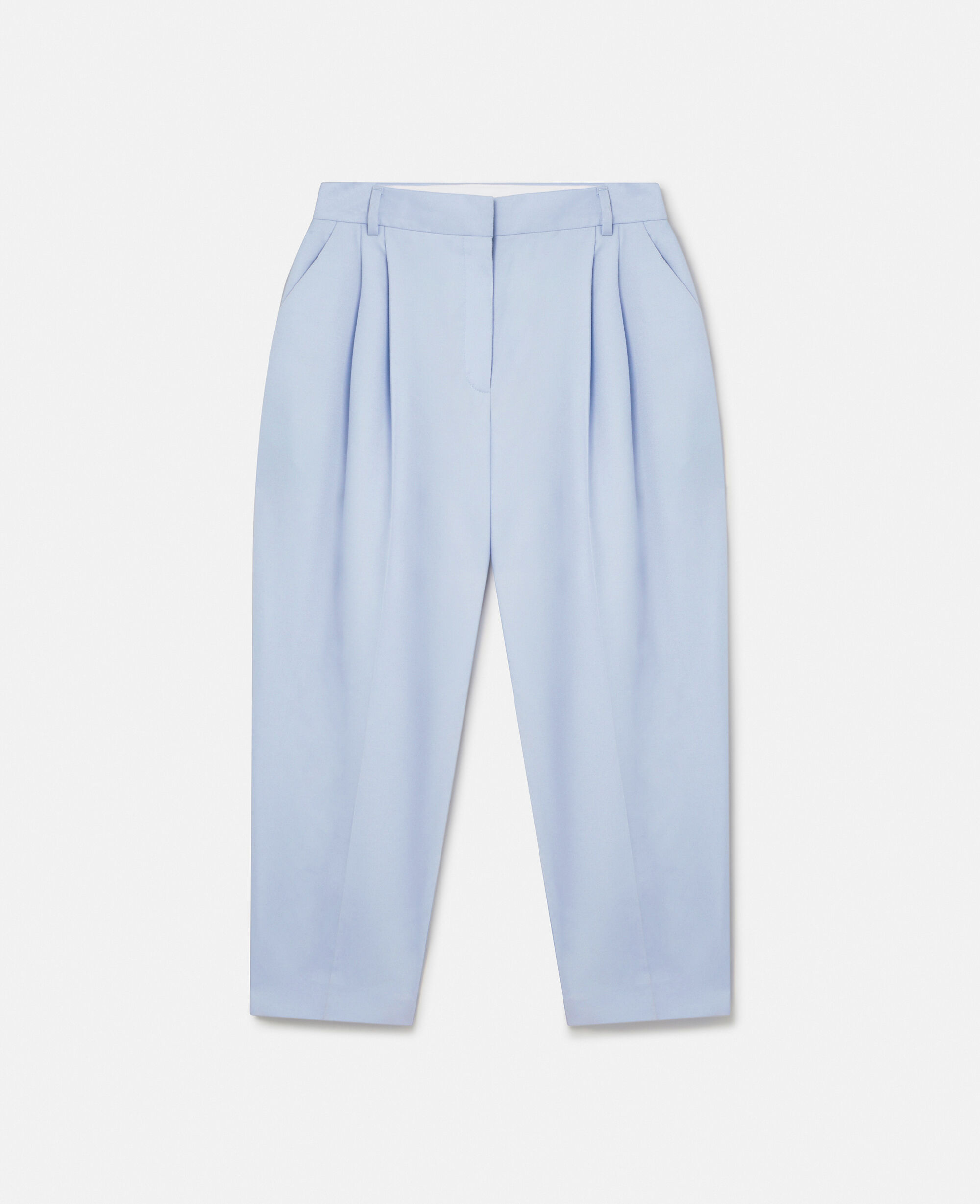Women Baby Blue Cropped Pleated Trousers Stella McCartney GB
