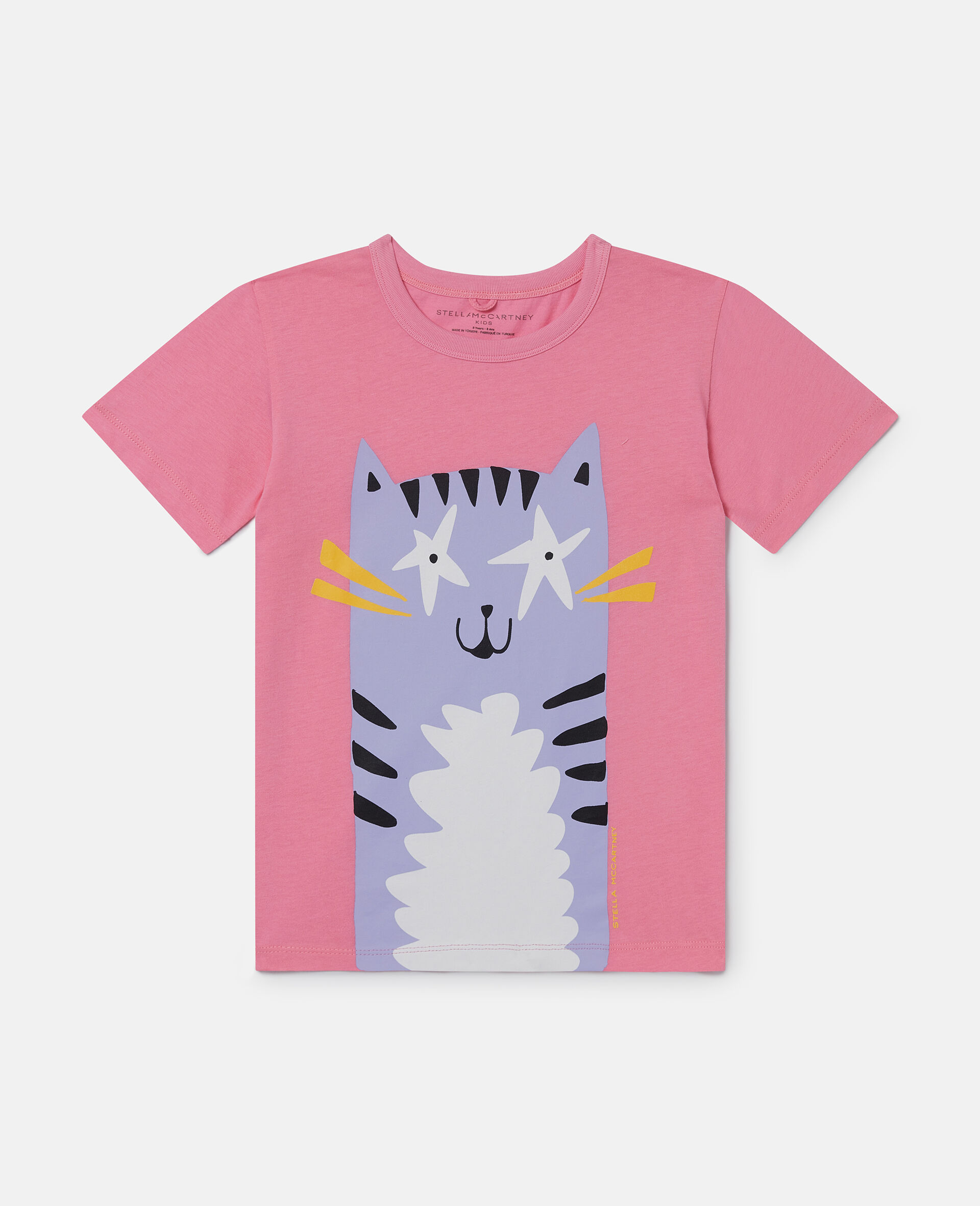 キャットグラフィック Tシャツ-ピンク-medium