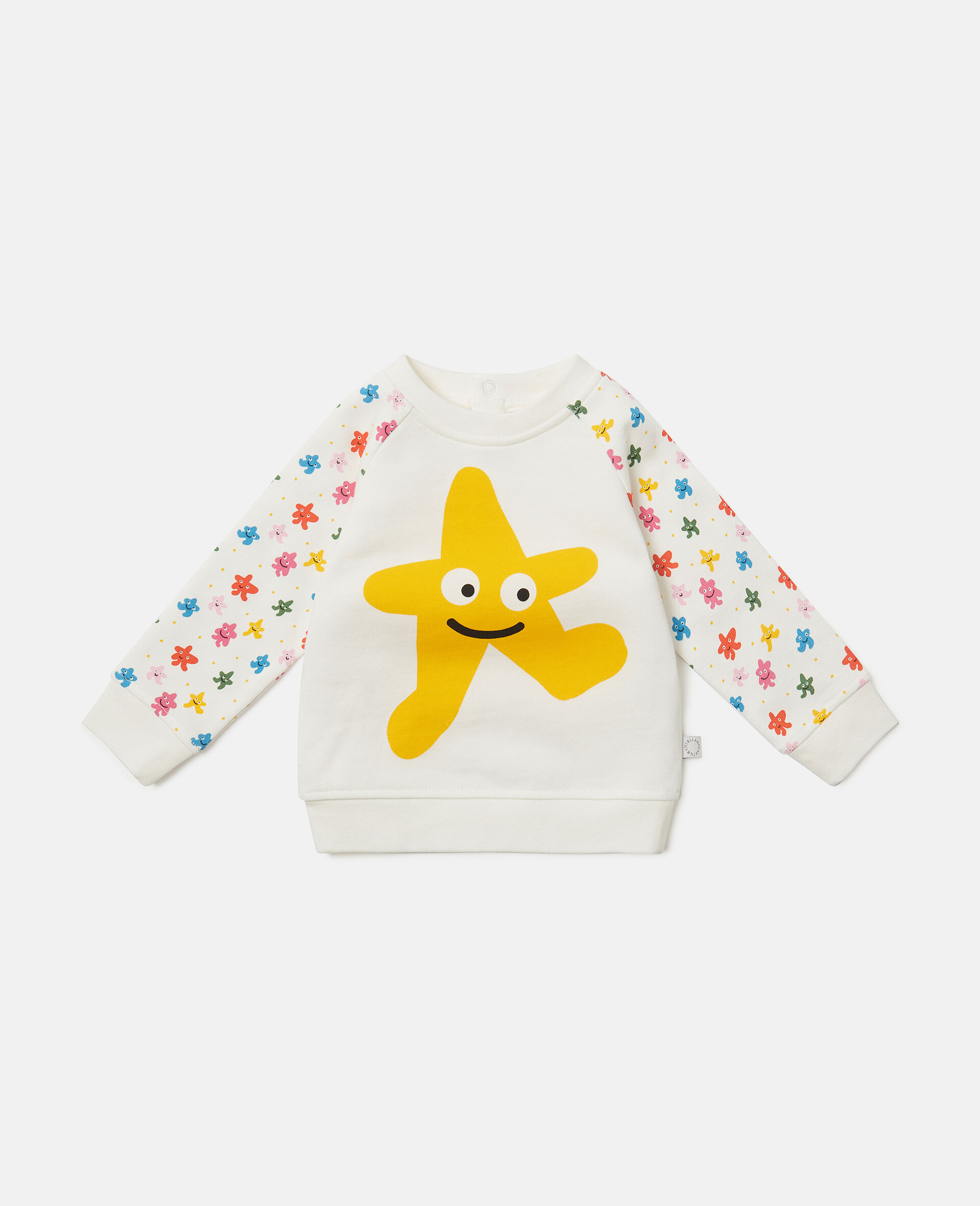 Sweat shirt graphique a col ras du cou avec etoile-Blanc-medium