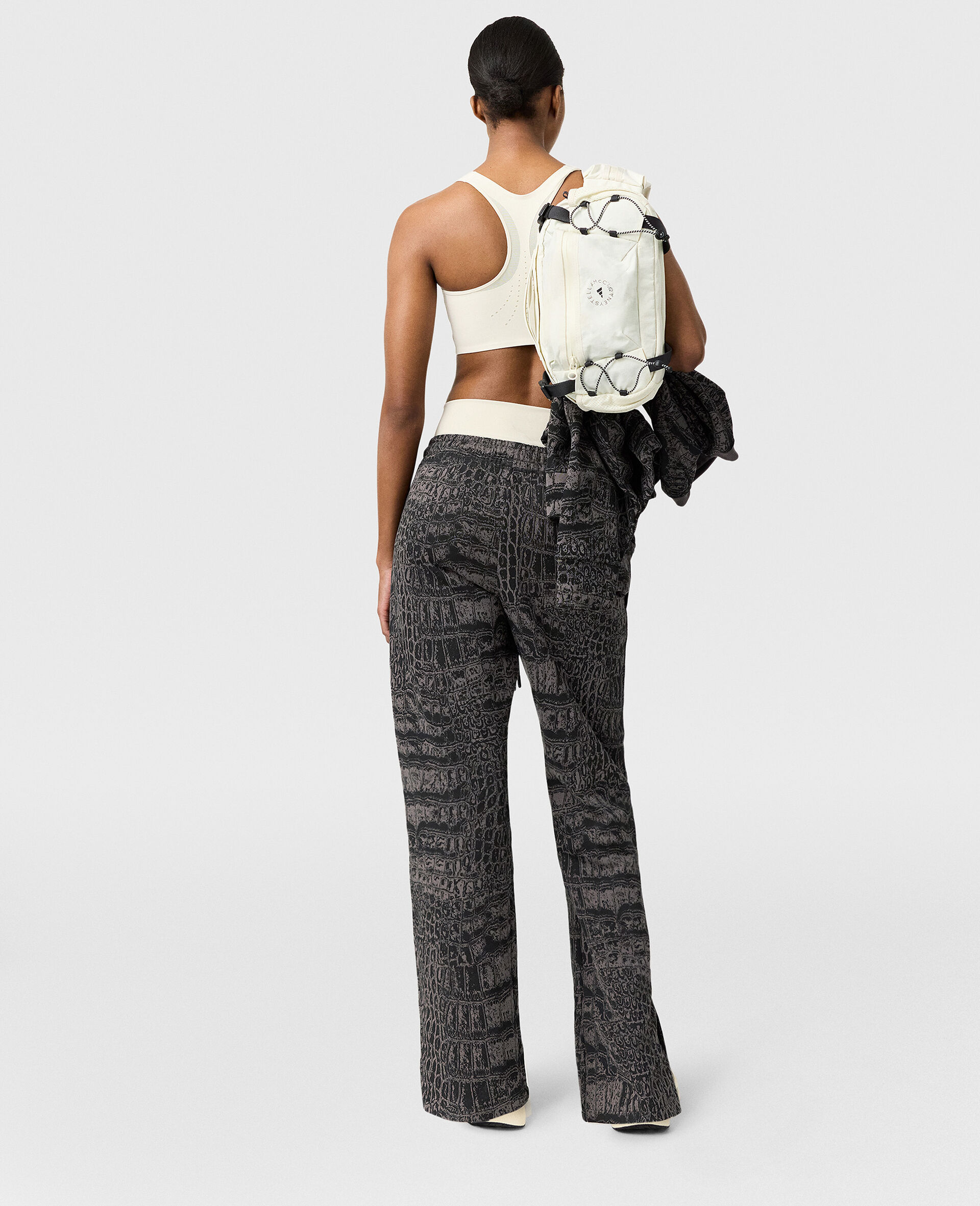 로고 그래픽 프린트 스트레이트 레그 조거 팬츠-블랙-large image number 4