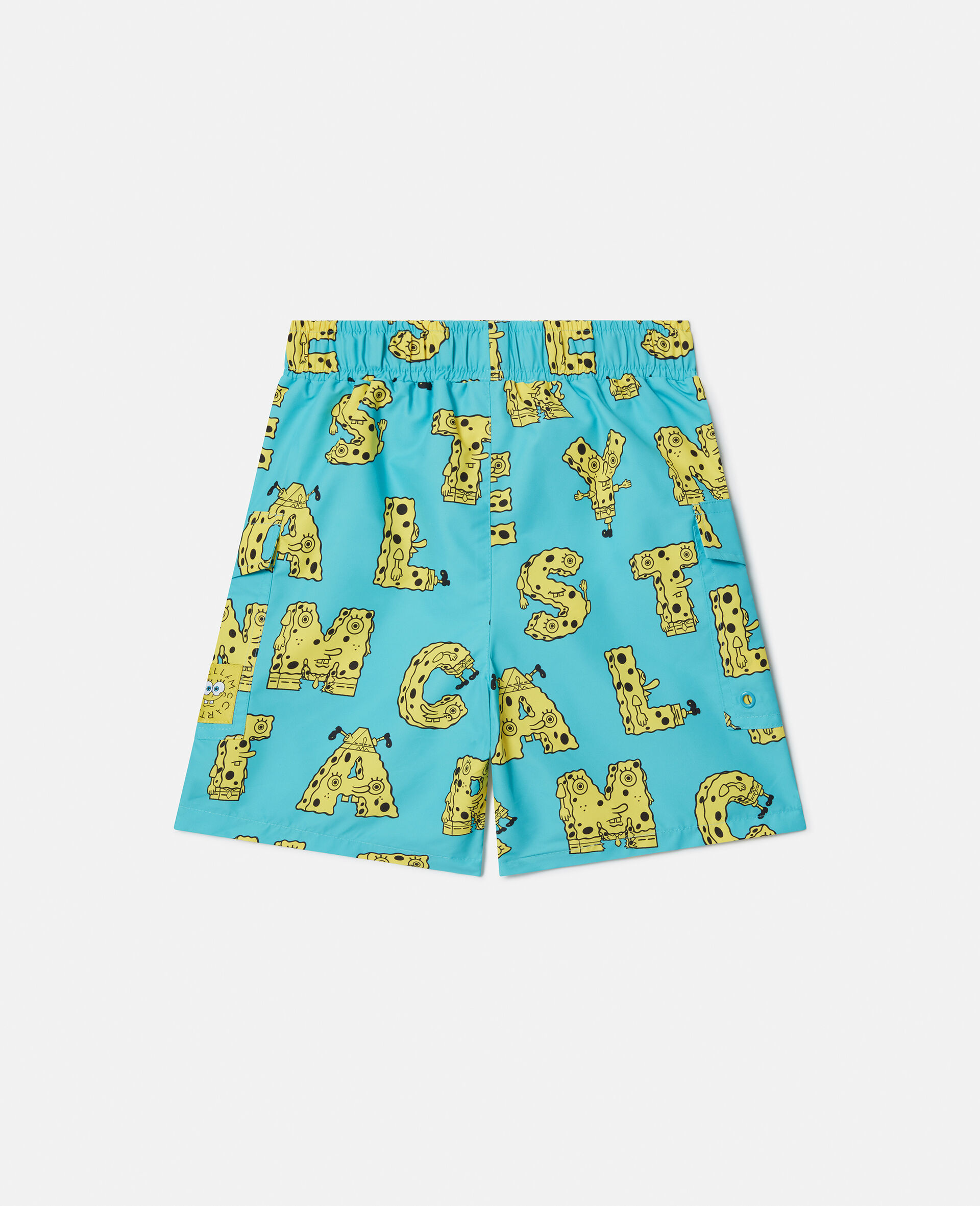 スポンジボブ グラフィック スイムショートパンツ-ブルー-medium