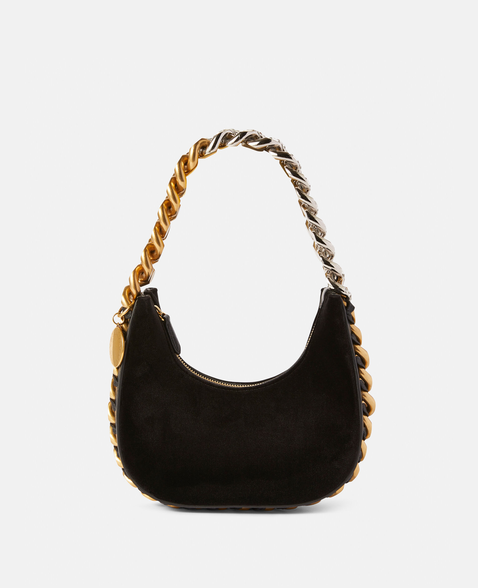 Frayme Mini Velvet and Crystal Chain Shoulder Bag -Black-large image number 0