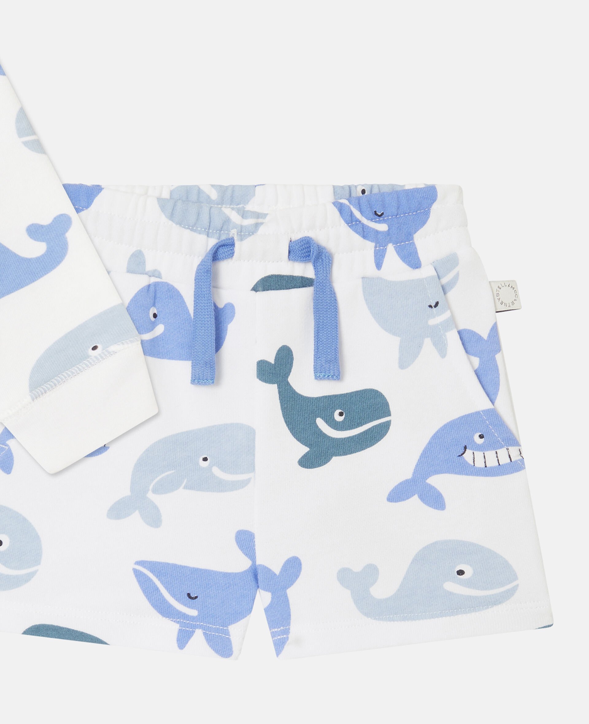 Whale Print Jersey Top And Shorts Set-White-large image number 3