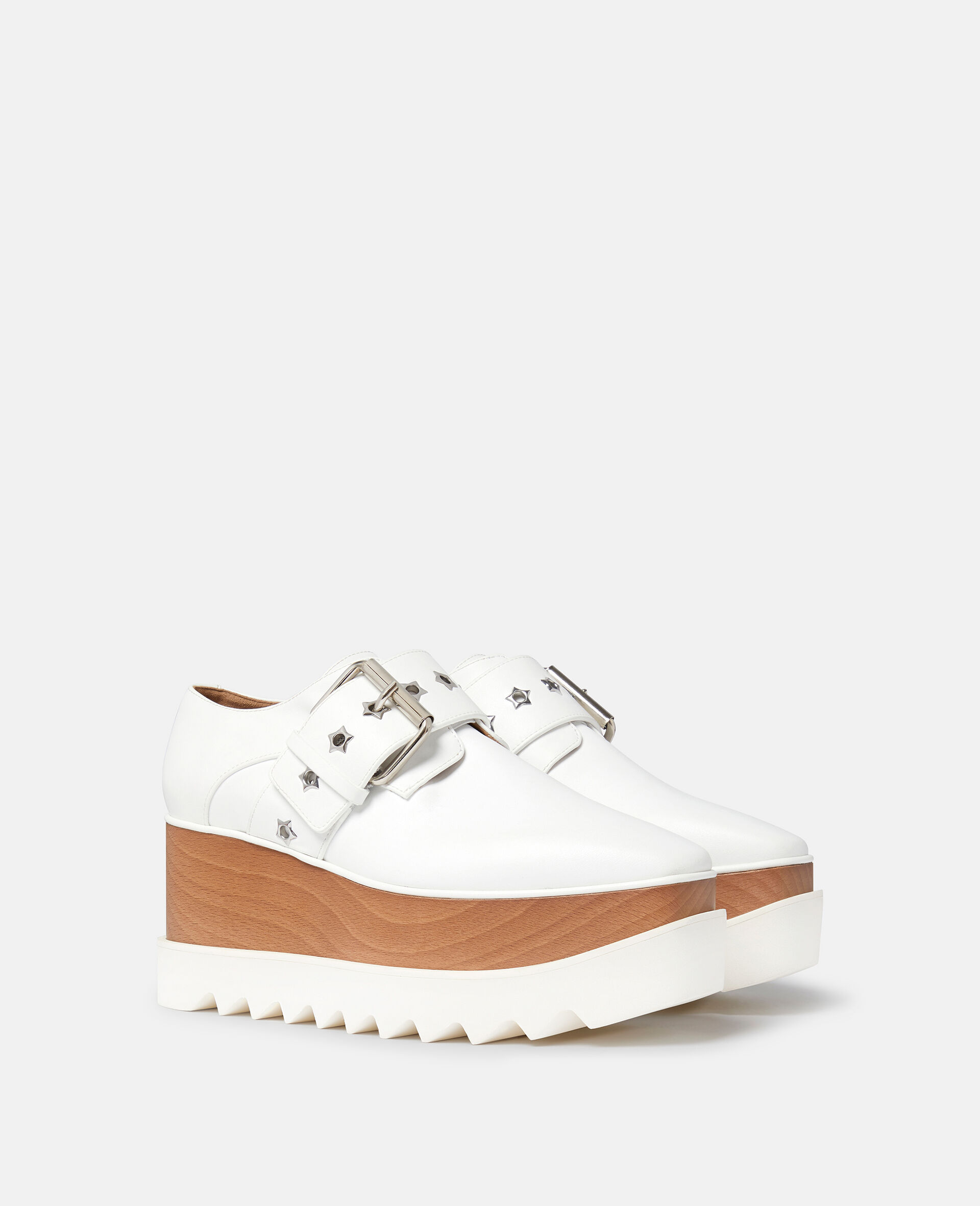 Elyse Star-Studded Buckle Platform Shoes	-White-large image number 1