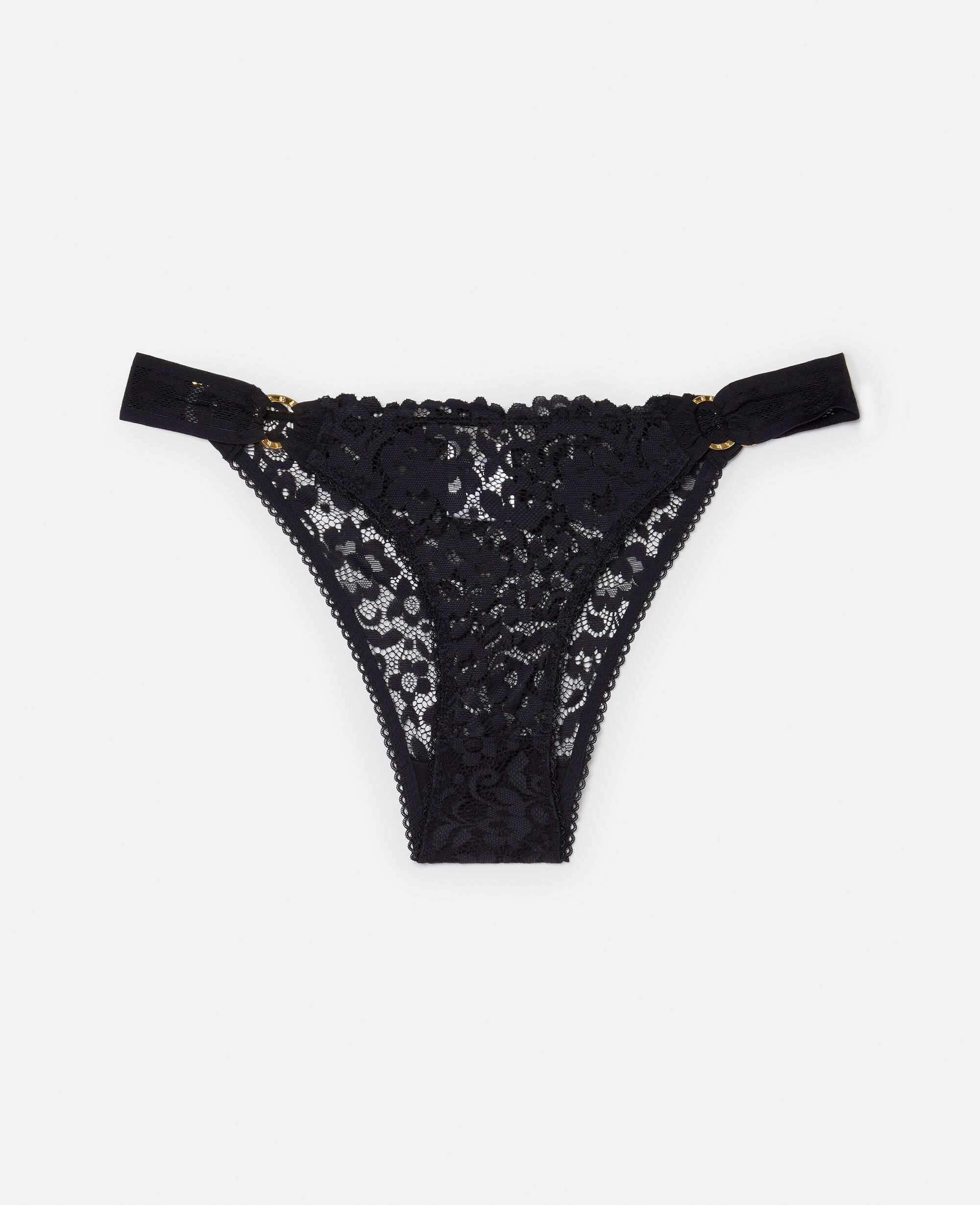 Women Black Lace Flounce String Bikini Briefs Stella McCartney ES