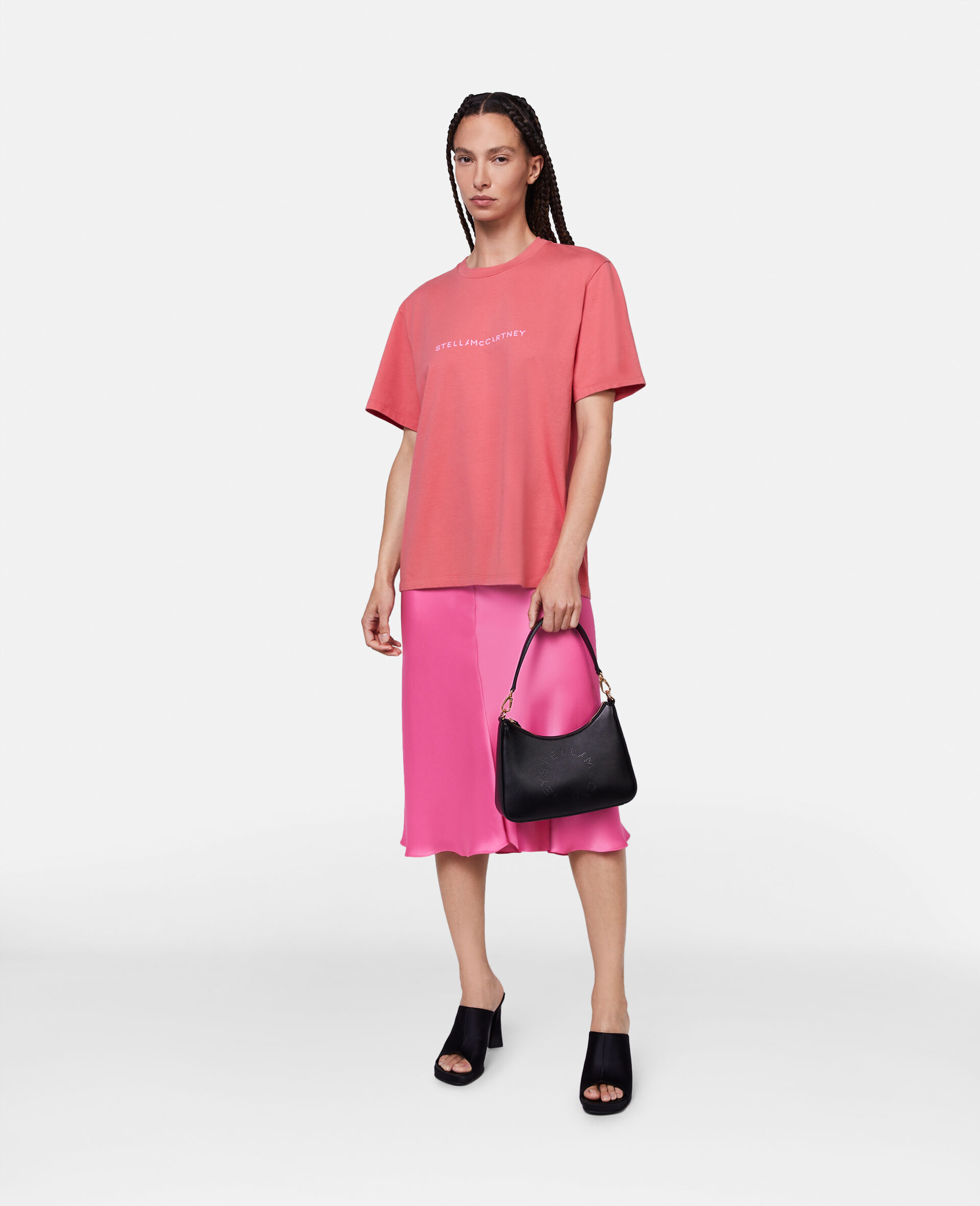 ステラ アイコニック ロゴ リラックスドフィット Tシャツ-ピンク-model