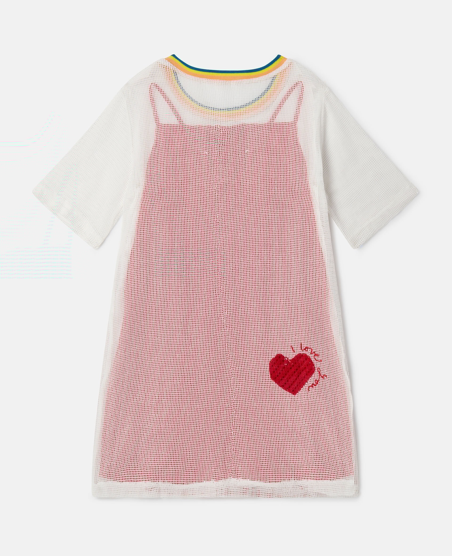 Heart Mesh T-shirt Dress-Multicoloured-large image number 2