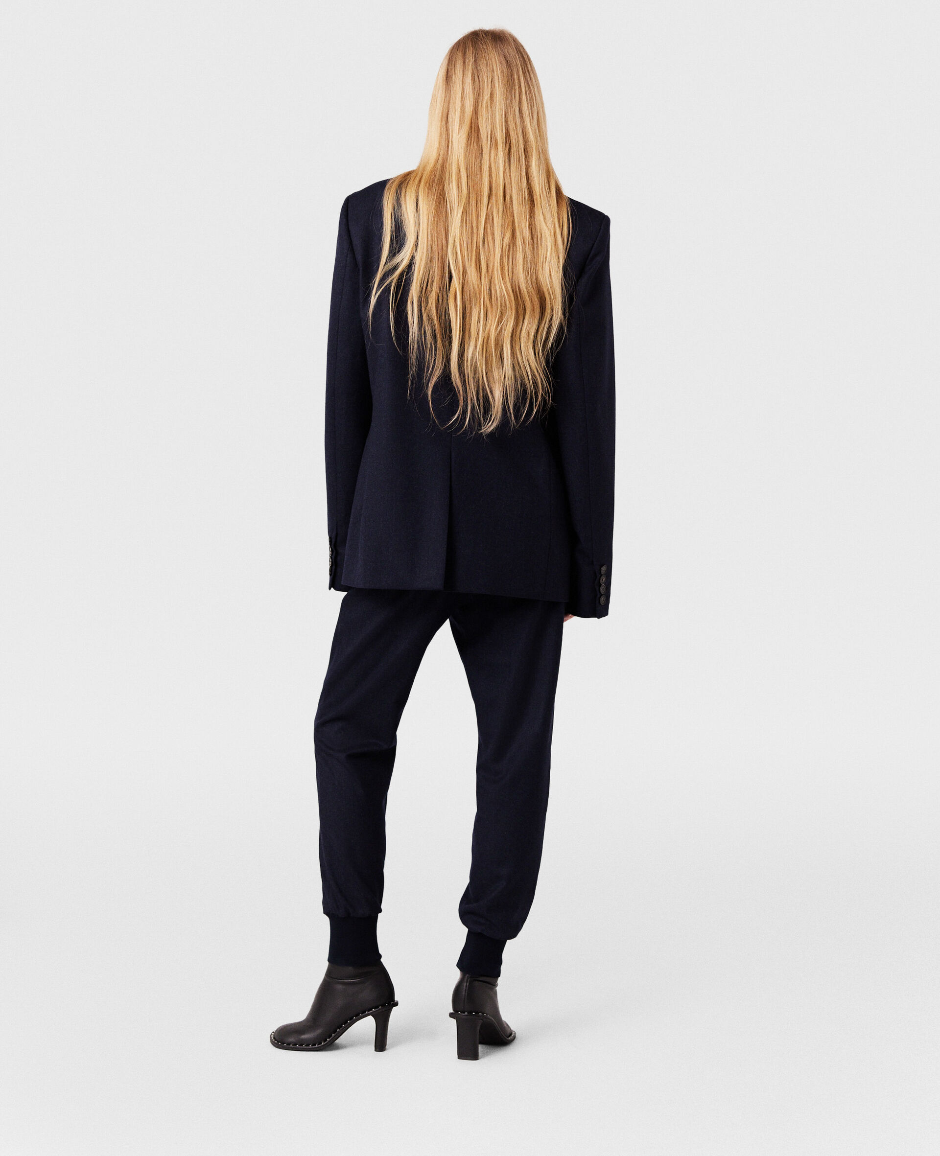 Elasticated Wool Joggers-Blue-large image number 6