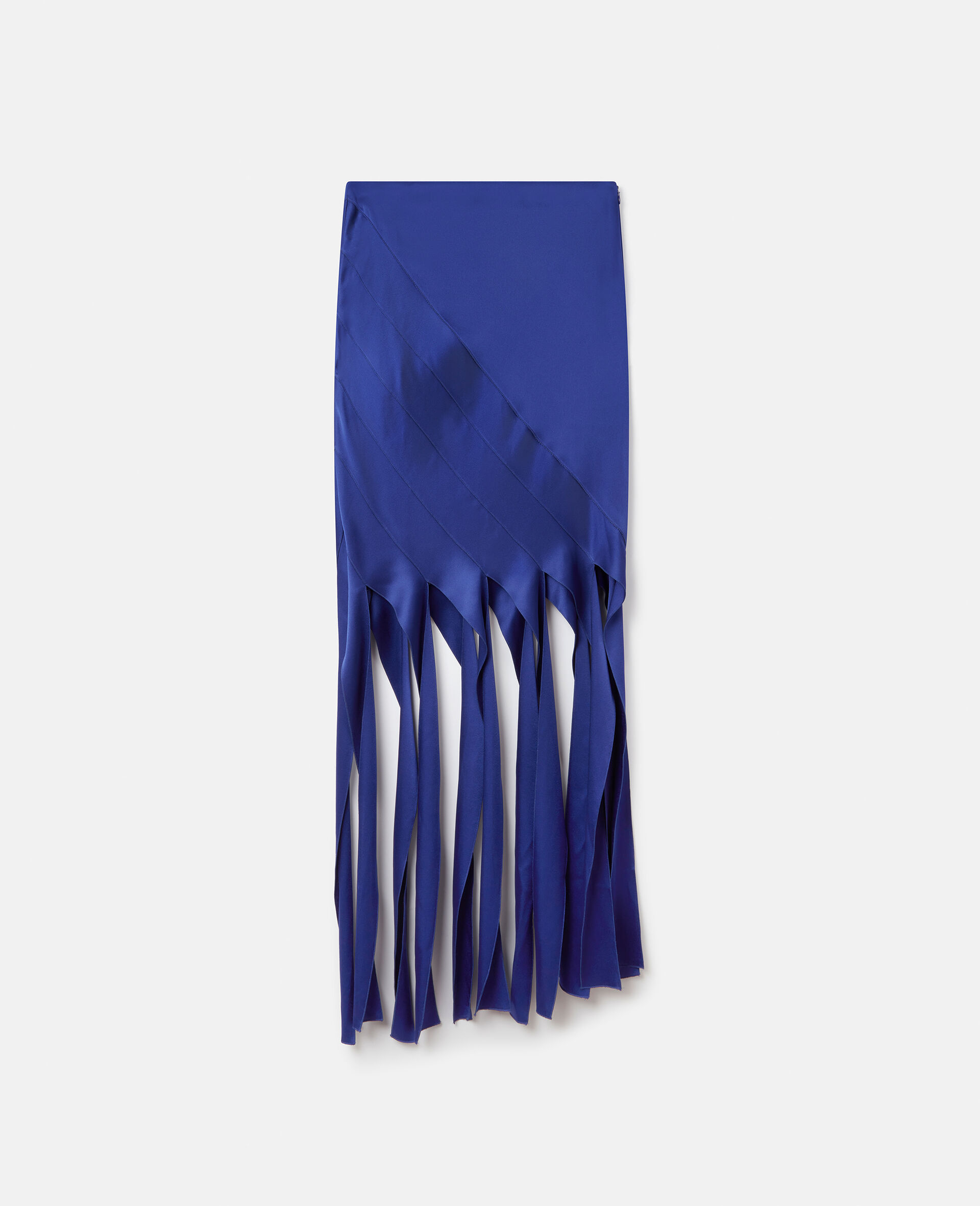Satin Strips Midi Skirt-Blue-large image number 0