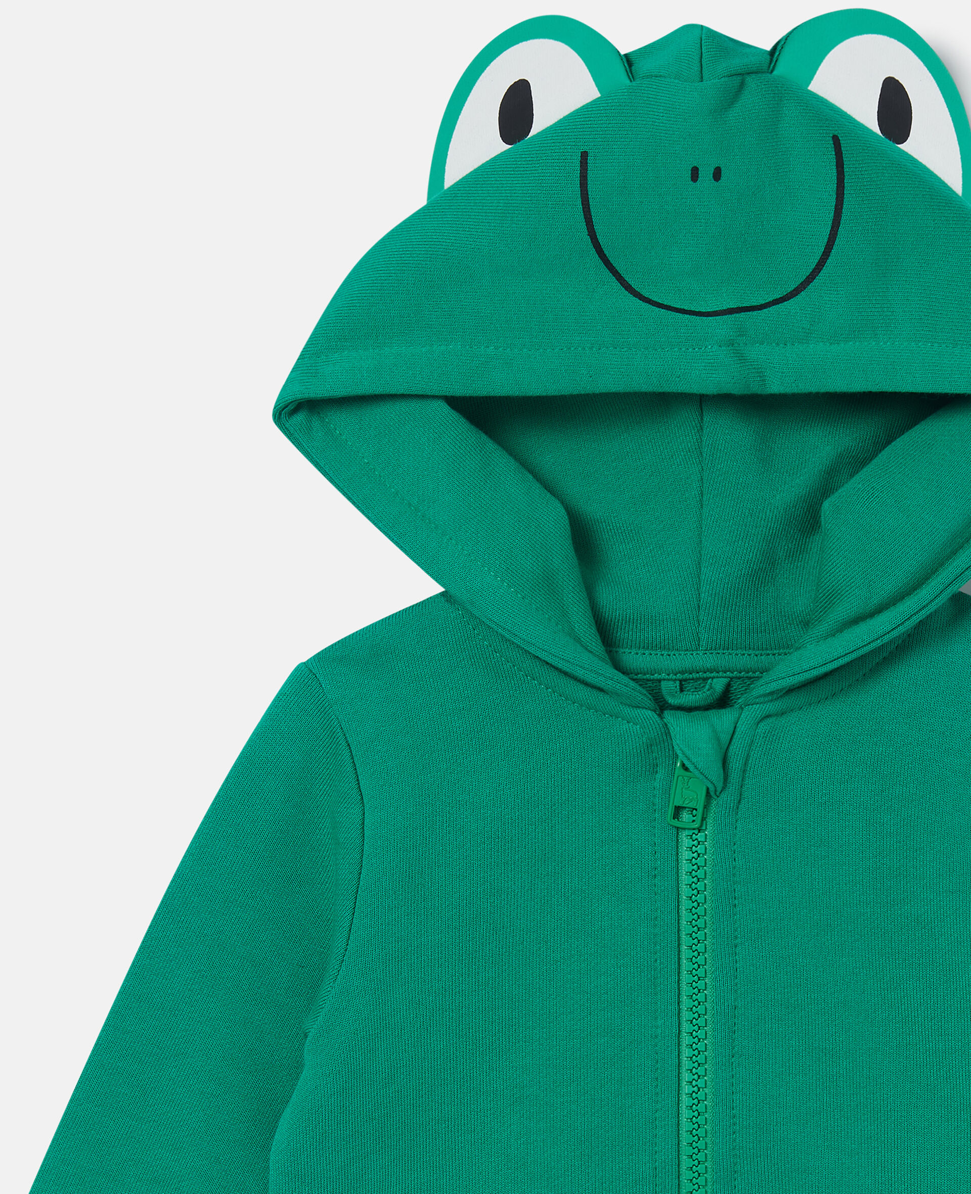 Frog Graphic Zipper Hoodie-Green-large image number 1