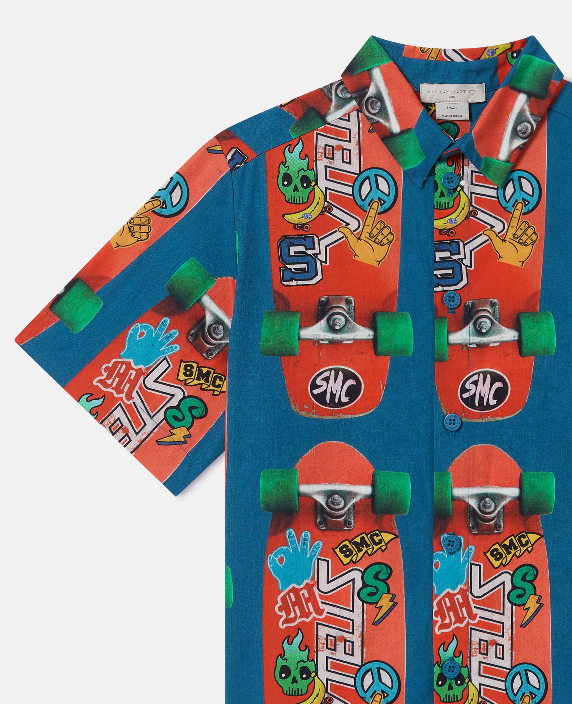 Skateboard Print Short Sleeve Shirt-Red-large image number 1