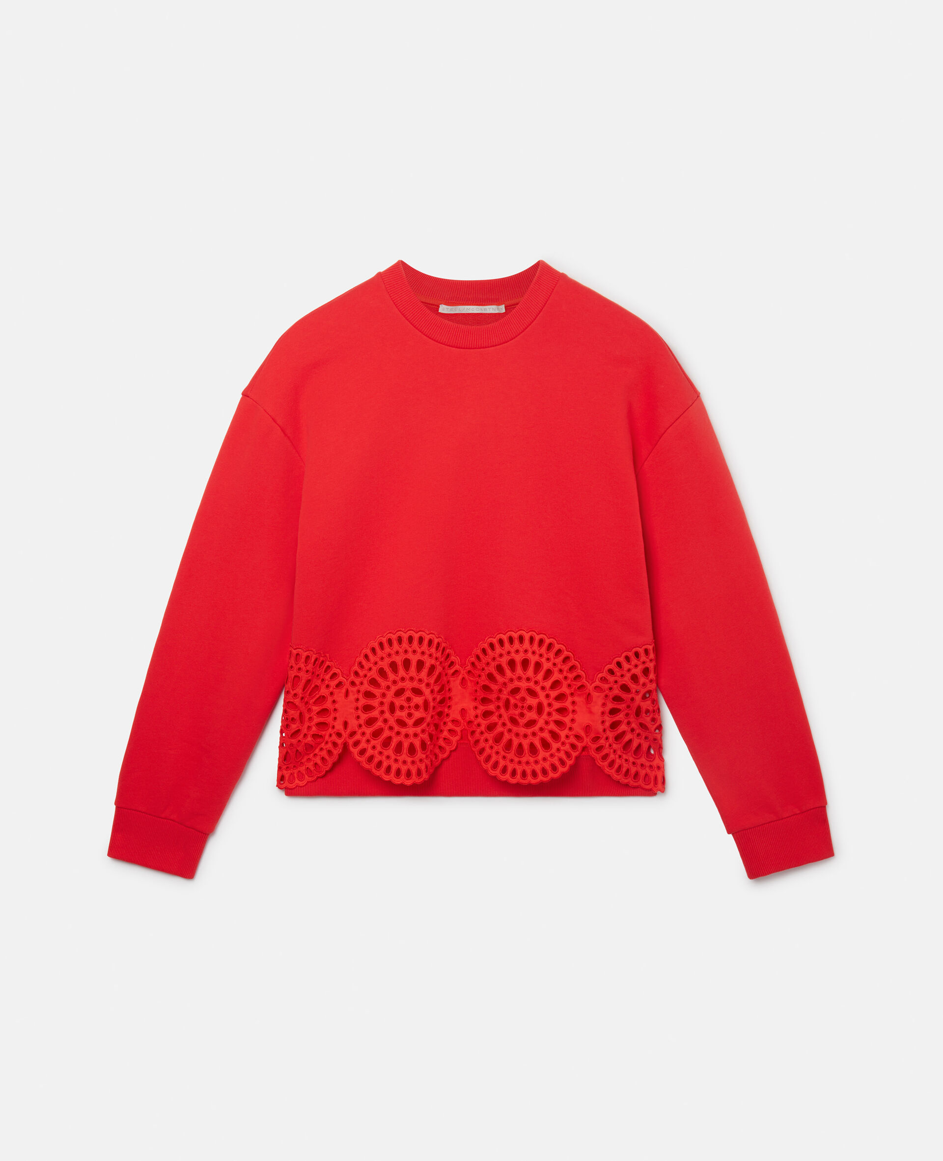 Broderie Anglaise Jersey Sweatshirt-Red-large image number 0